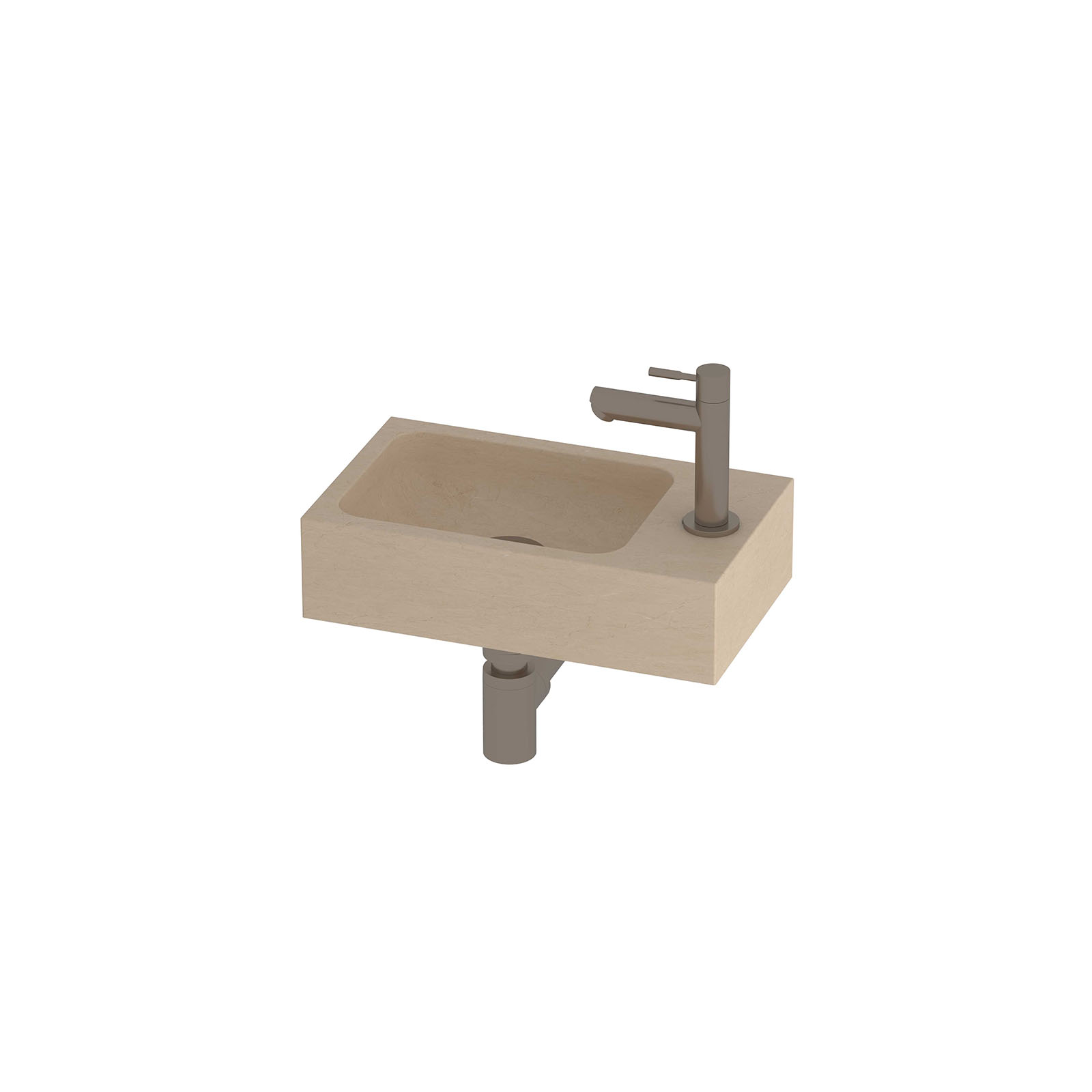 Proline Fonteinpack hardsteen met krgt. rechts 1805473 Sand stone/Brushed nickel 40x23x10