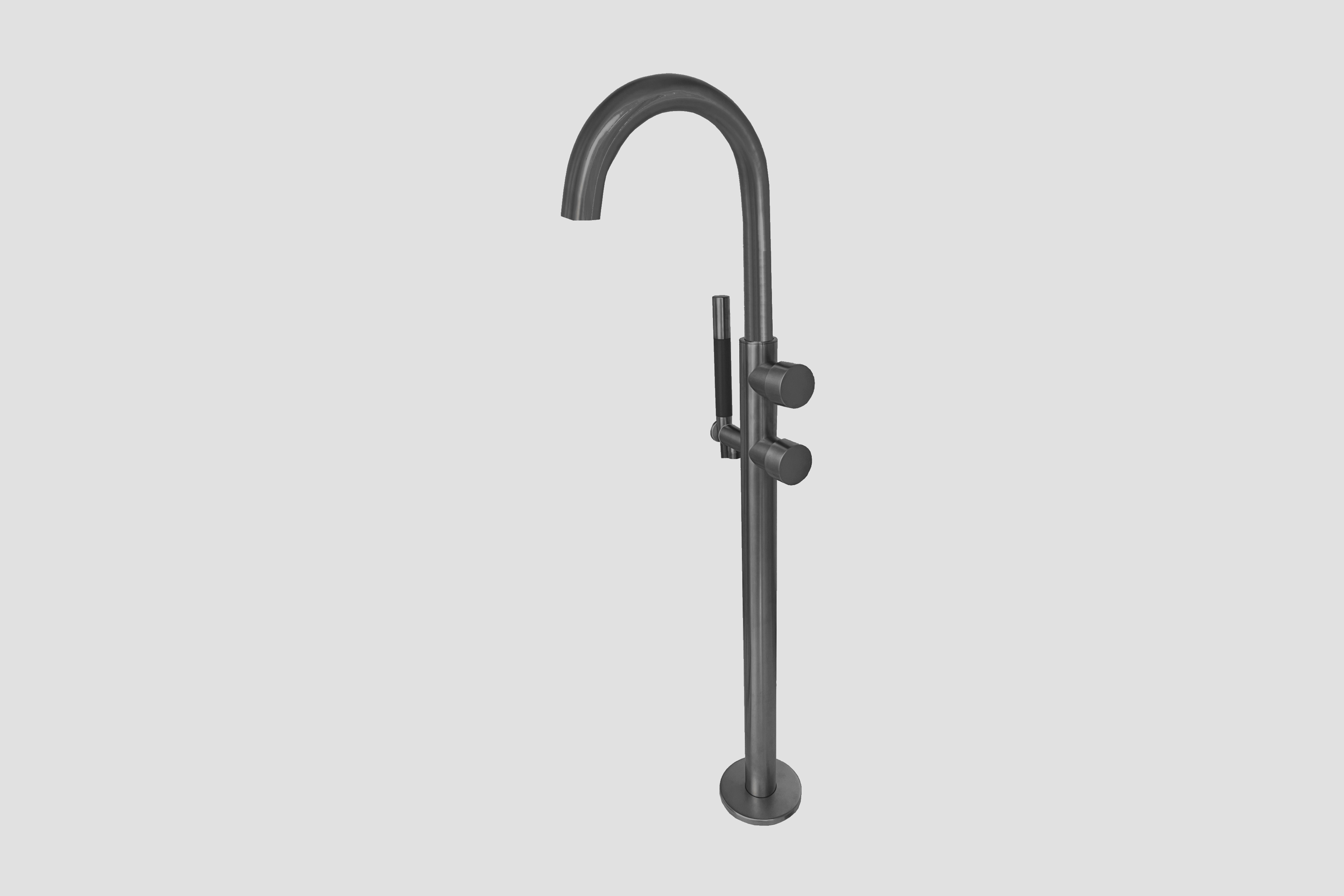 Lagoo Vrijstaande highflow badmengkraan afbouwdeel met draaibare uitloop 2 mengkranen en handdouche G3214GM Brushed Gun Metal PVD