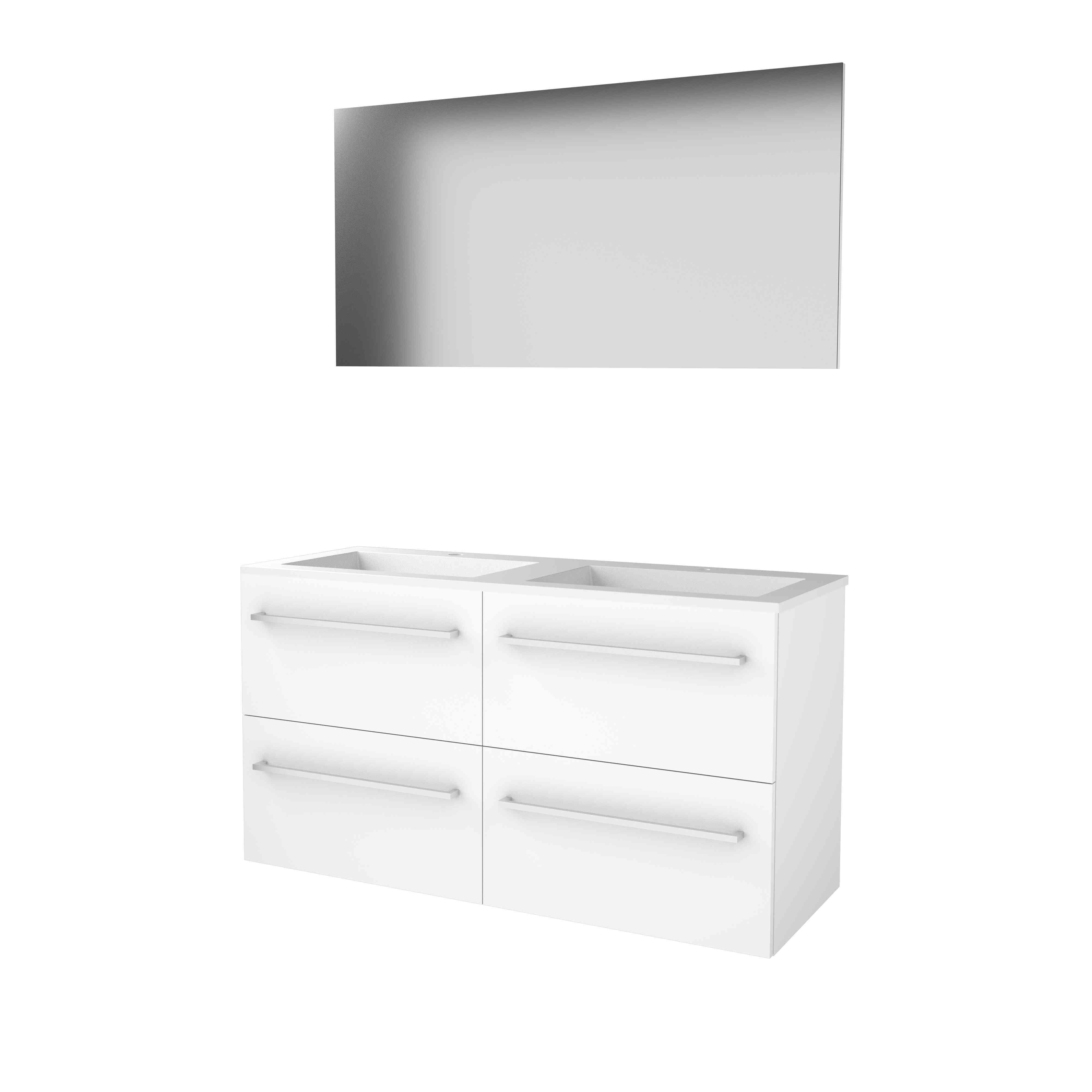 Basic Basic 46 set 120x46cm met gr. 4 la Acryl wast. 2 krgt incl. spiegel B46GR120A2IW Ice White