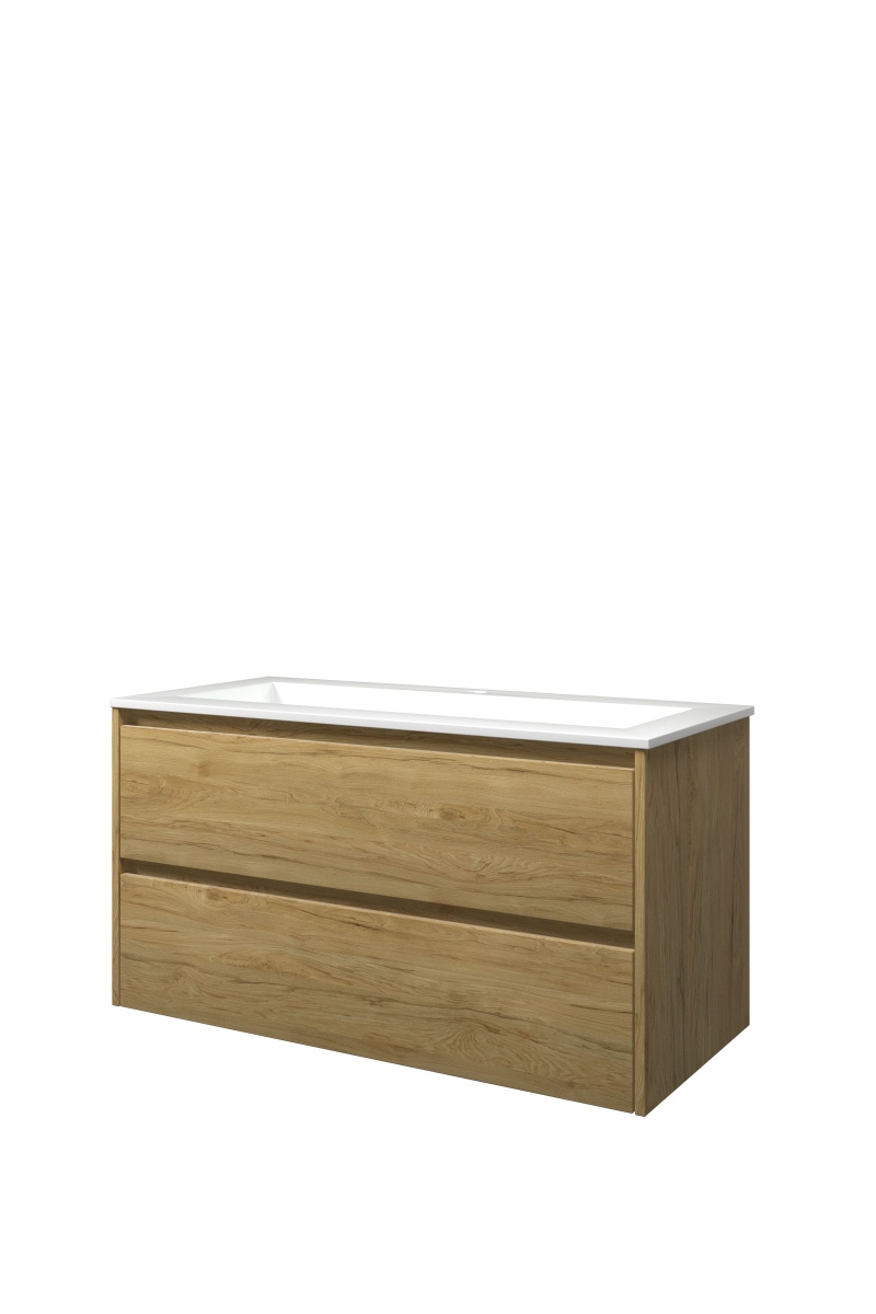 Proline set polystone Elegant wast. met 1 krgt. en onderk. sym. AGWB1001IO Ideal oak/Glans wit H540xB1000xD460