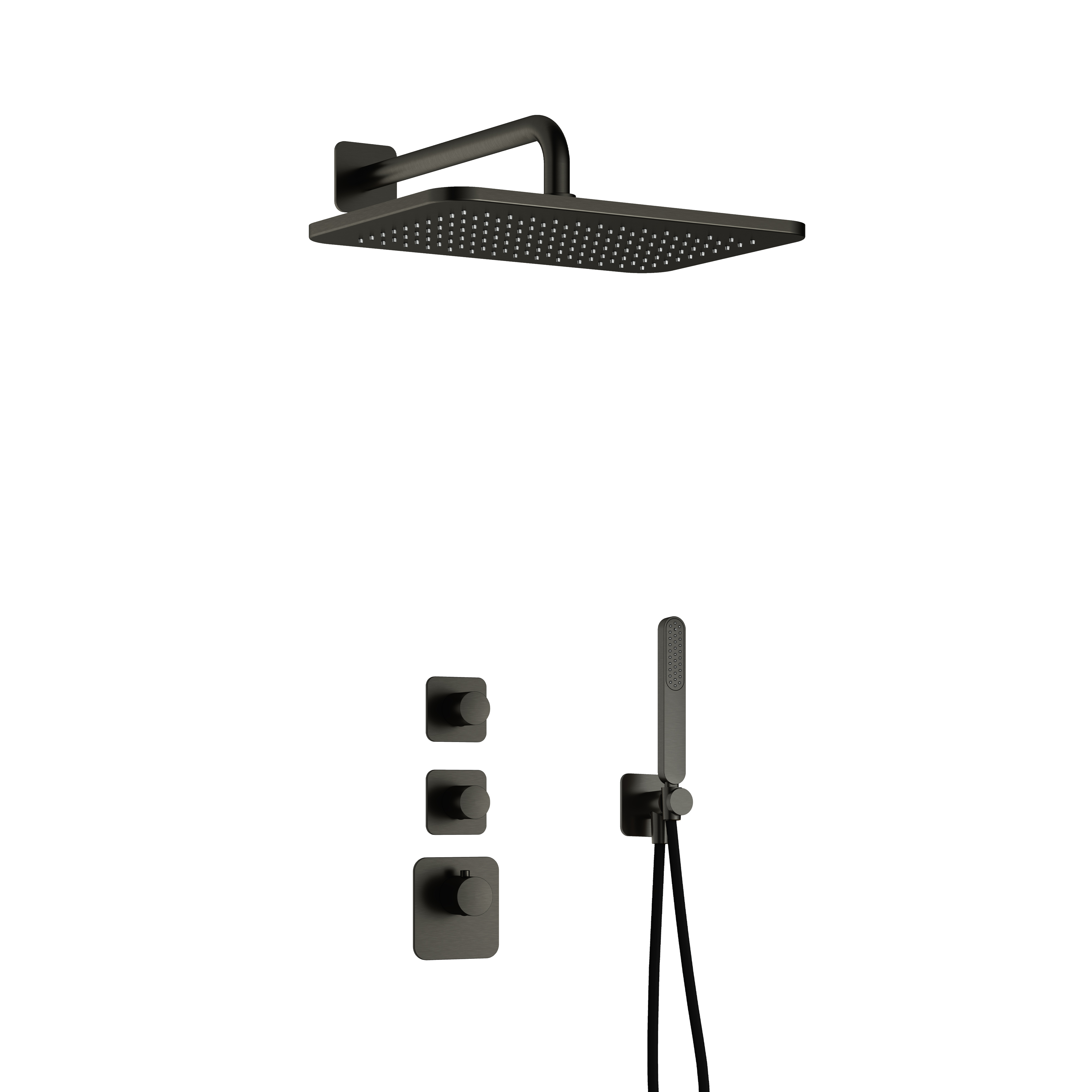 Hotbath Gal Highflow inbouwset m. 2 stopkr. m. GL106 IBS40BGP5 Geborsteld Gunmetal PVD