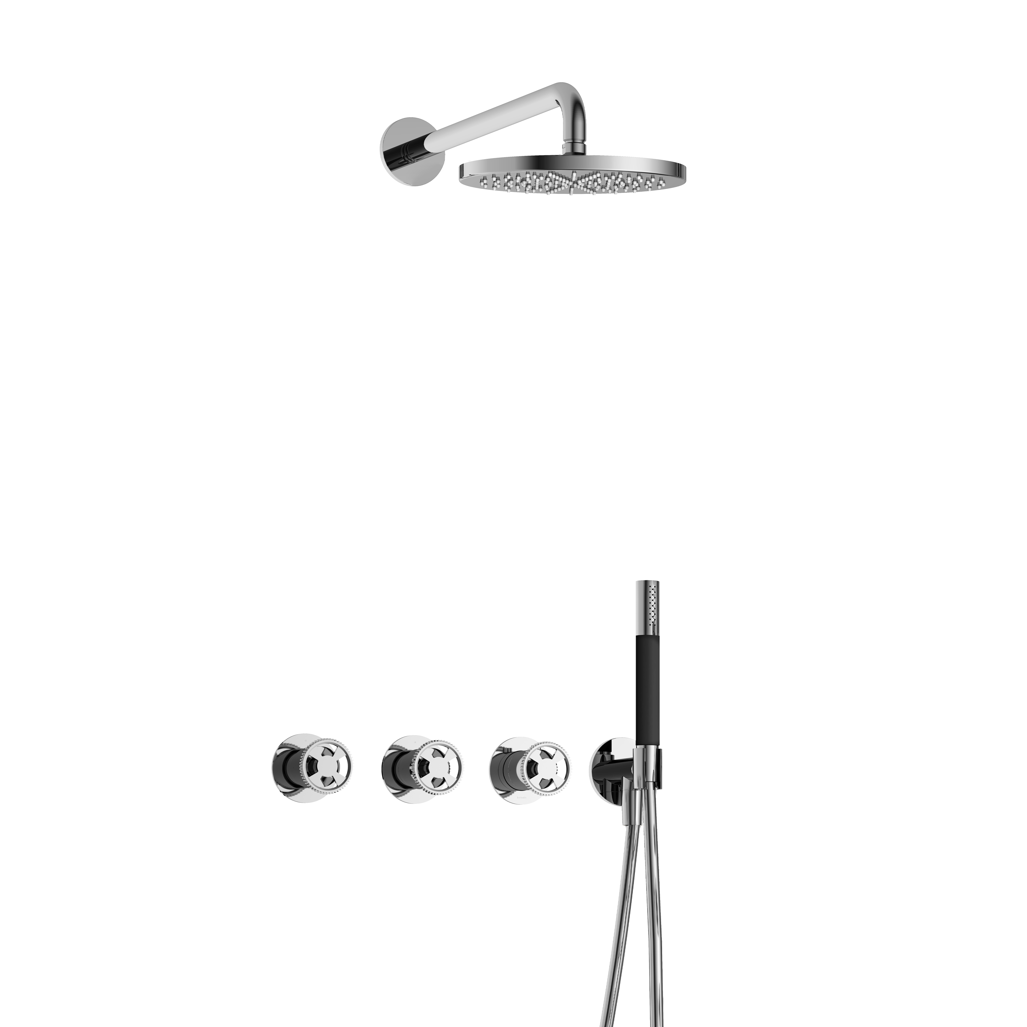 Hotbath Cobber Work inbouwset m. 2 stopkr. m. ronde handd. plaf. buis 30 cm en glijst. IBSW70CR137 Chroom
