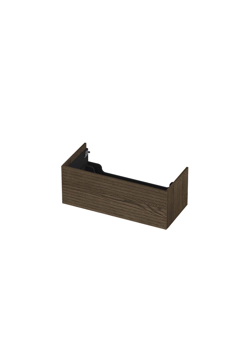 INK onderk. 1 lade push 2 open horizontaal gefreesd H376xB1000xD450 Massief eiken charcoal / 1259733