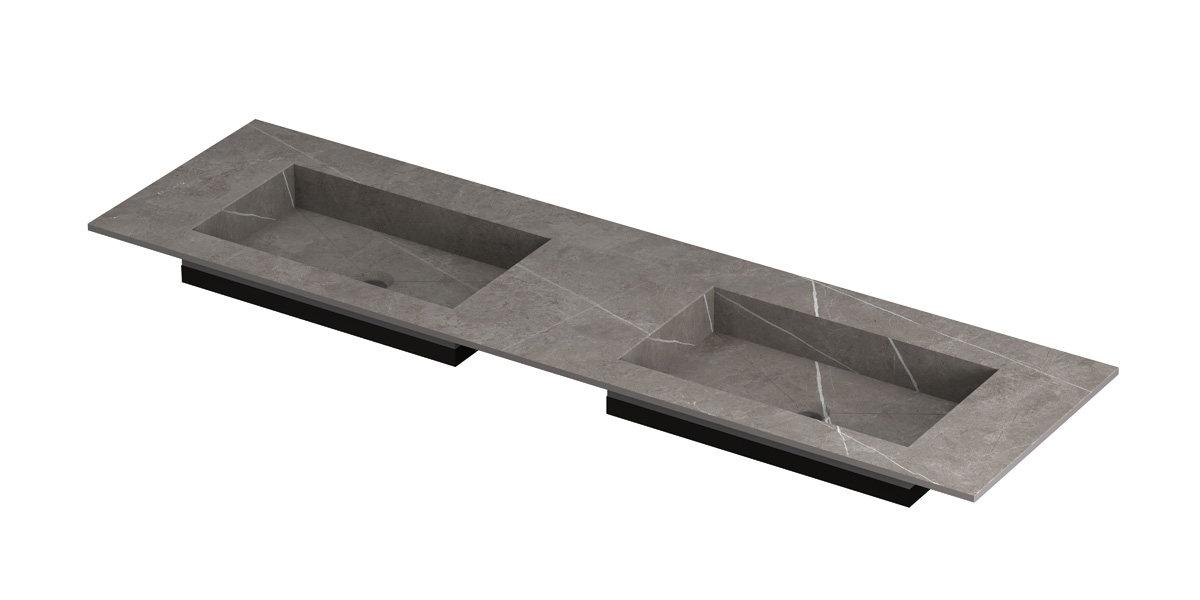 INK Post wast. keramische slab envelop bak dubbel zonder krgt. H10xB1600xD450 Armani grey mat / 210121