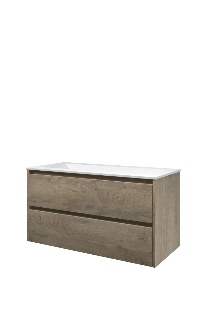 Proline set polystone Elegant wast. met 2 krgt. en onderk. sym. AMWB1002RO Raw oak/Mat wit H540xB1000xD460