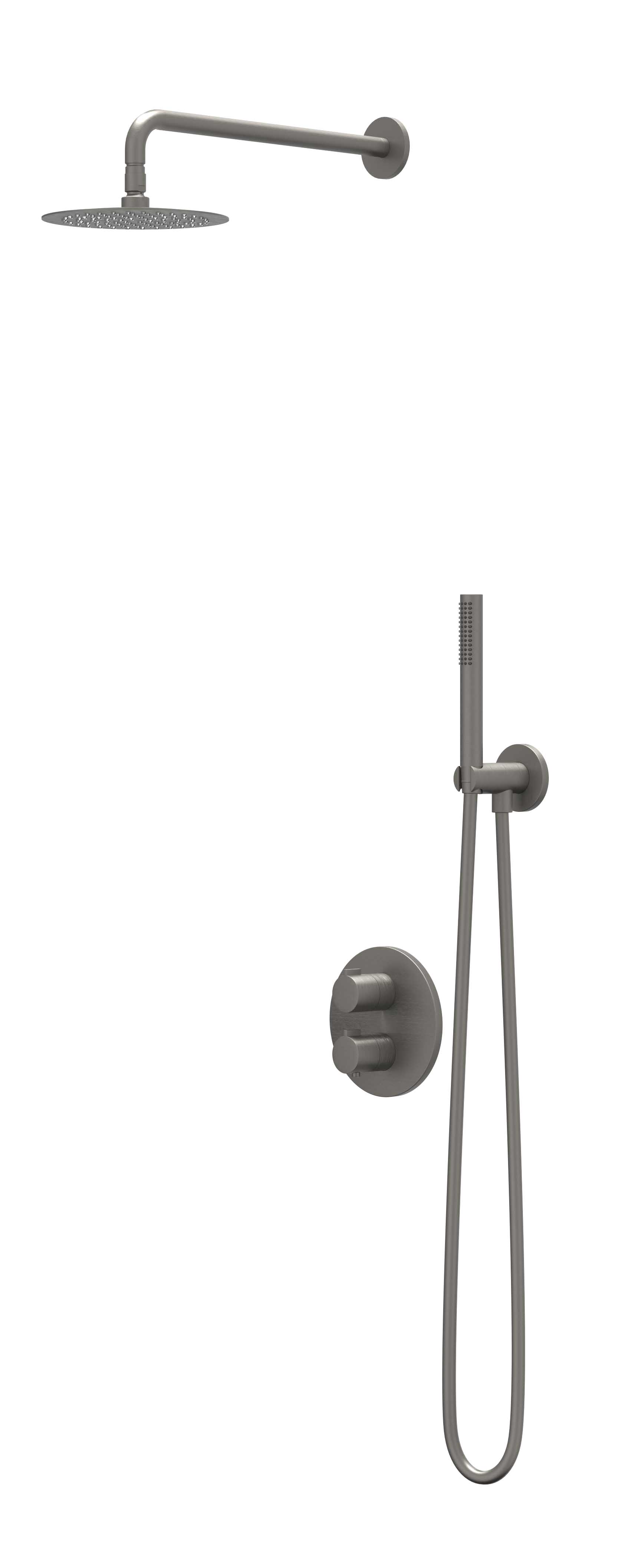 IVY Pact Inbouwset 2-weg w-arm 25cm me glijst. uitlaat en staafmodel CSP2GMAEAB gebr. metal black PVD