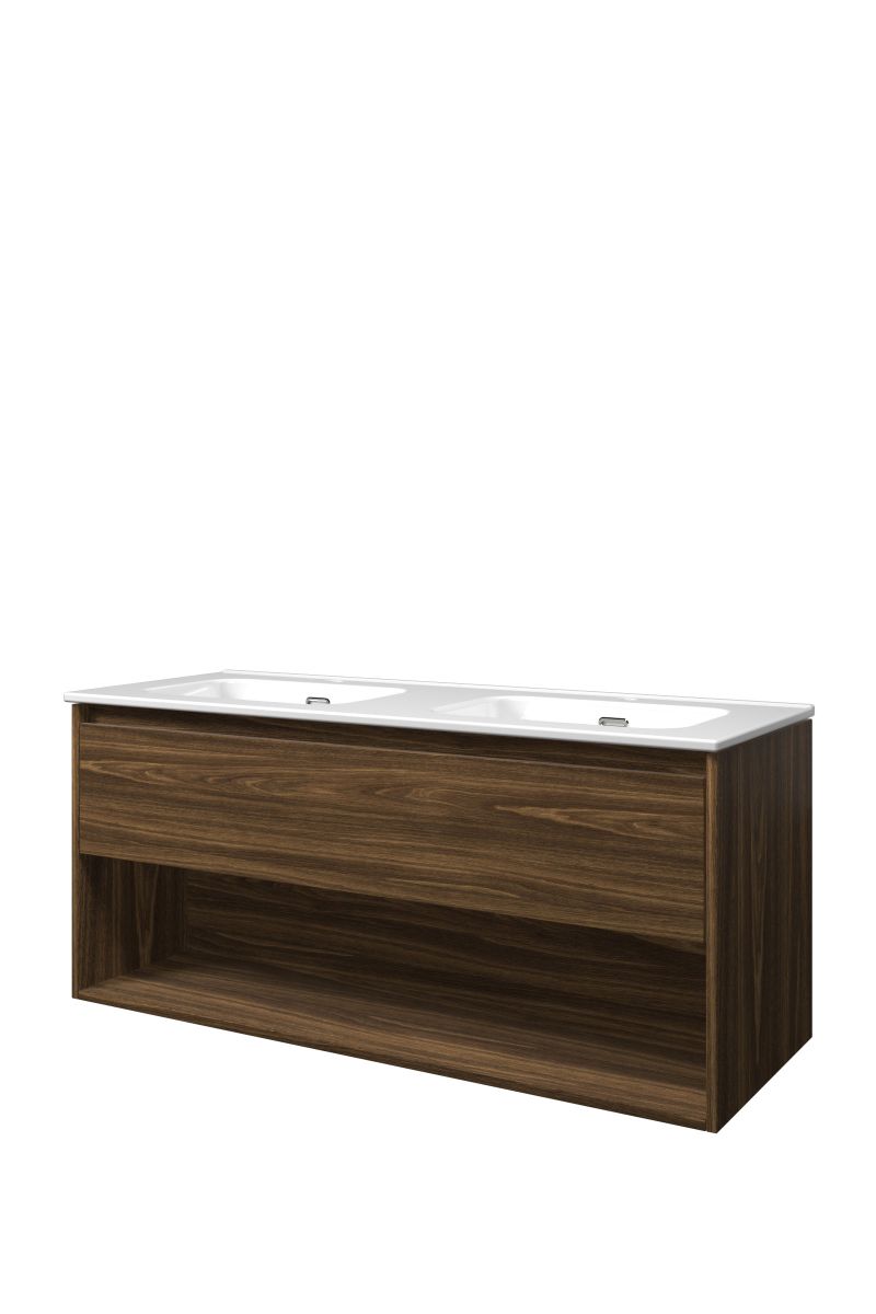 Proline dubbel set porselein Elegant wast. dubbel met 2 krgt. en onderk. met schap TGWA120D2CA Cabana oak/Glans wit H540xB1200xD460