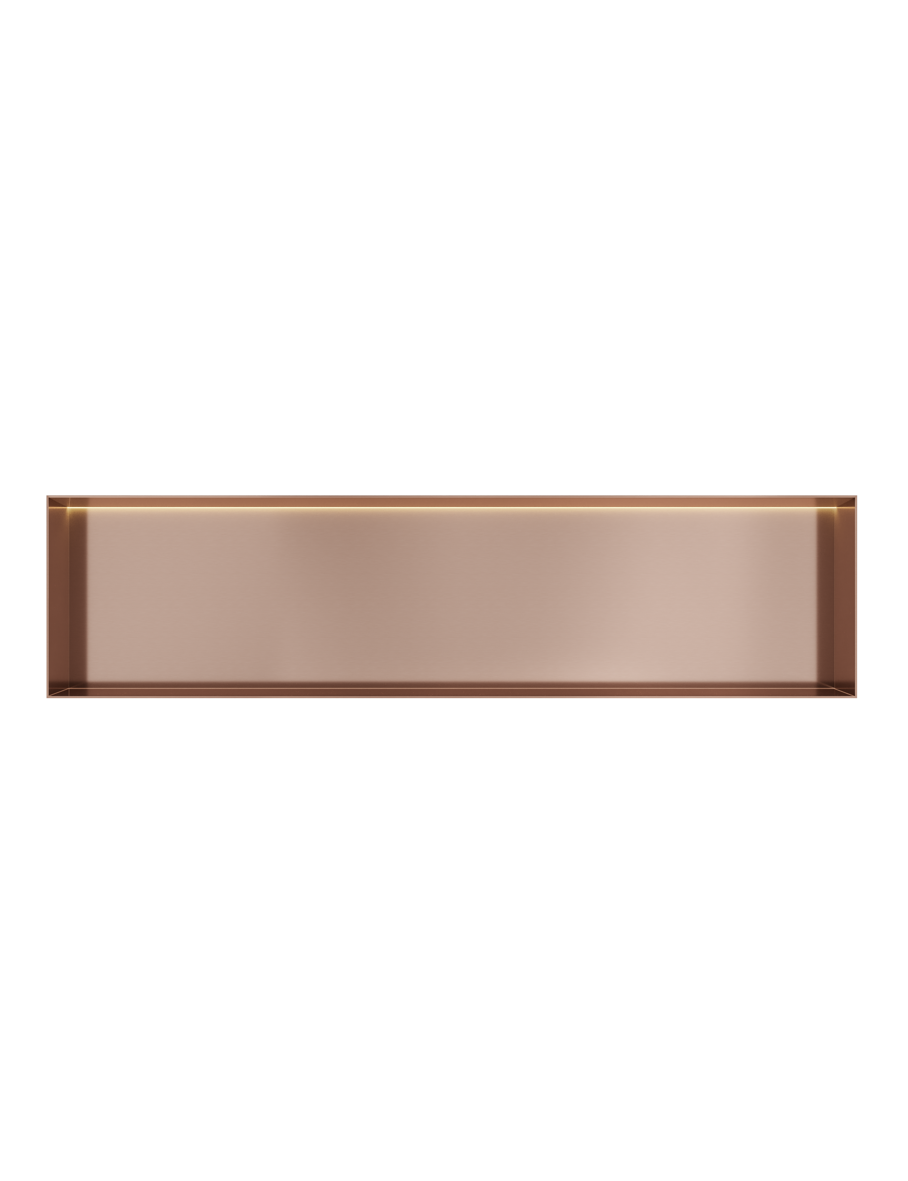 Hotbath More inbouwbox of inbouwnis 30x120x10cm frameless + LED BOX120FLBCP Geborsteld koper PVD