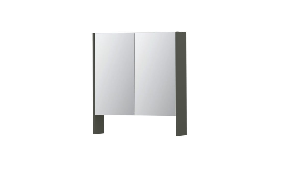 INK SPK3 spiegelkast m. dubbel gesp. 2 deuren icm open planchet en stop/schak. 1110075 mat beton groen H740xB700xD140