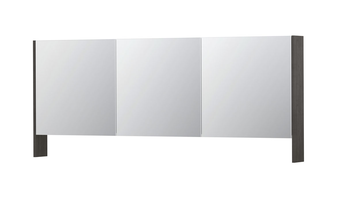 INK SPK3 spiegelkast m. dubbel gesp. 3 deuren icm open planchet en stop/schak. 1110412 Oer grijs H740xB1800xD140