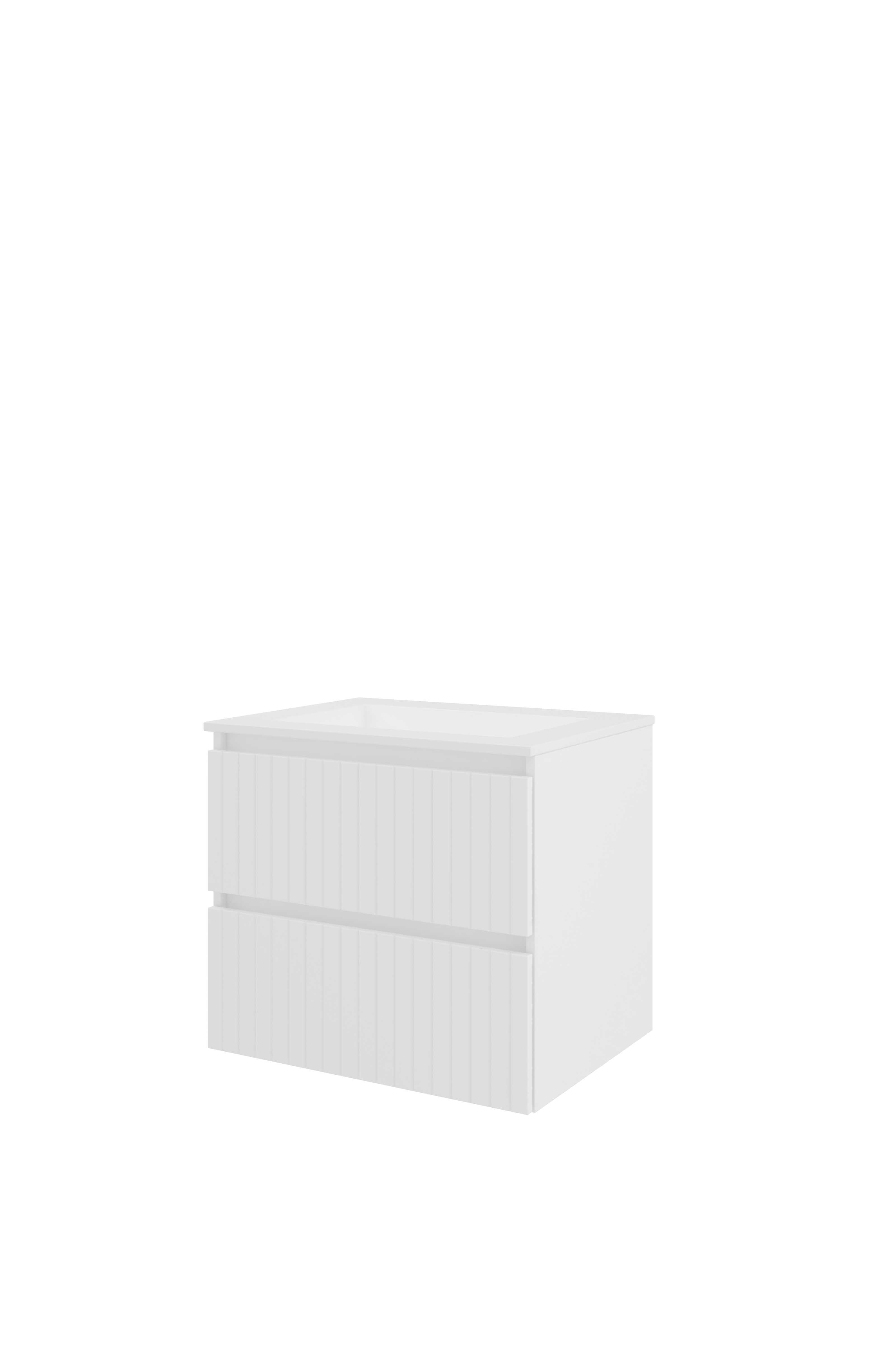 Proline Set polystone Elegant wast. z. krgt. en onderkast sym. gefr. AMWD600GW Glans wit/Mat wit 600x460x540