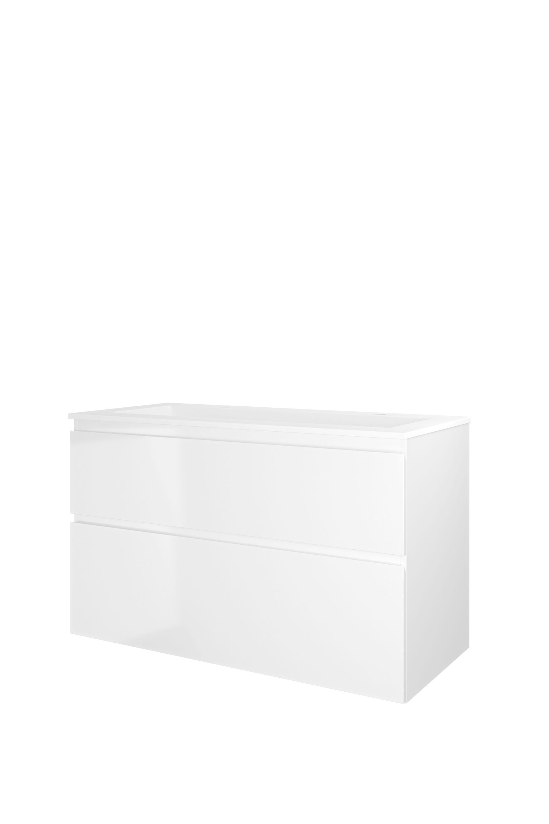 Proline set polystone Elegant wast. met 2 krgt. en onderk. a-sym. AMWC1002GW Glans wit/Mat wit H620xB1000xD460