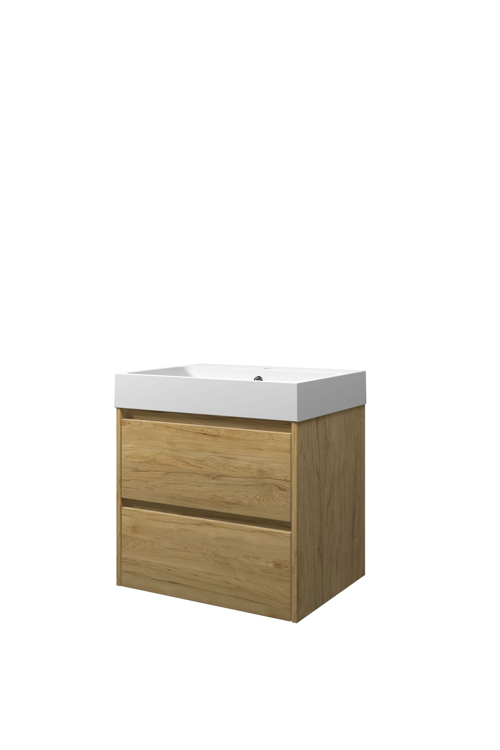 Proline set polystone Loft wast. met 1 krgt. en onderk. sym. PMWB601IO Ideal oak/Mat wit H620xB600xD460