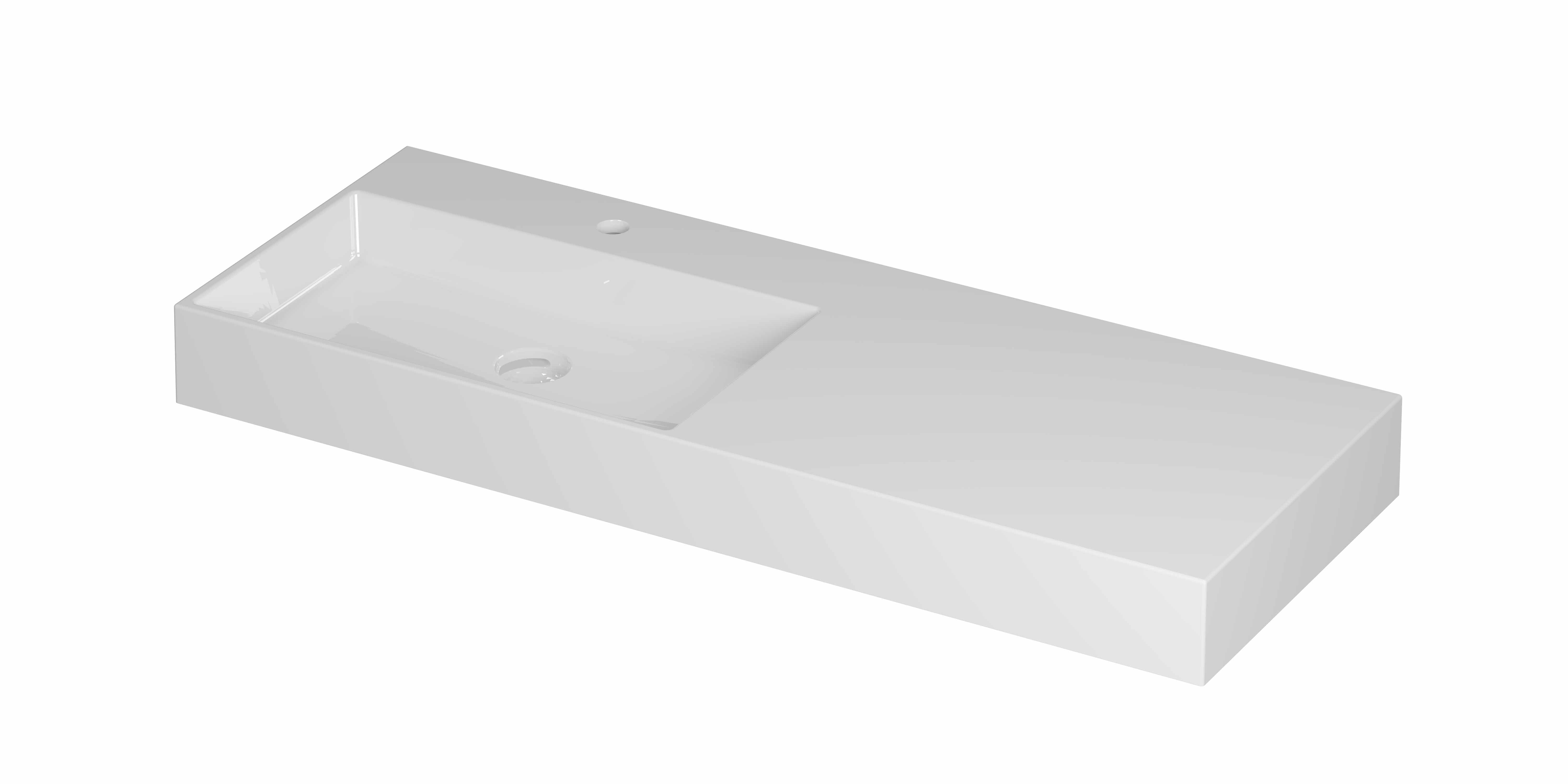 INK United wast. porselein links met 1 krgt. incl. keram. click plug en verb. overl. syst. 0206451 Glans wit 1200x450x110