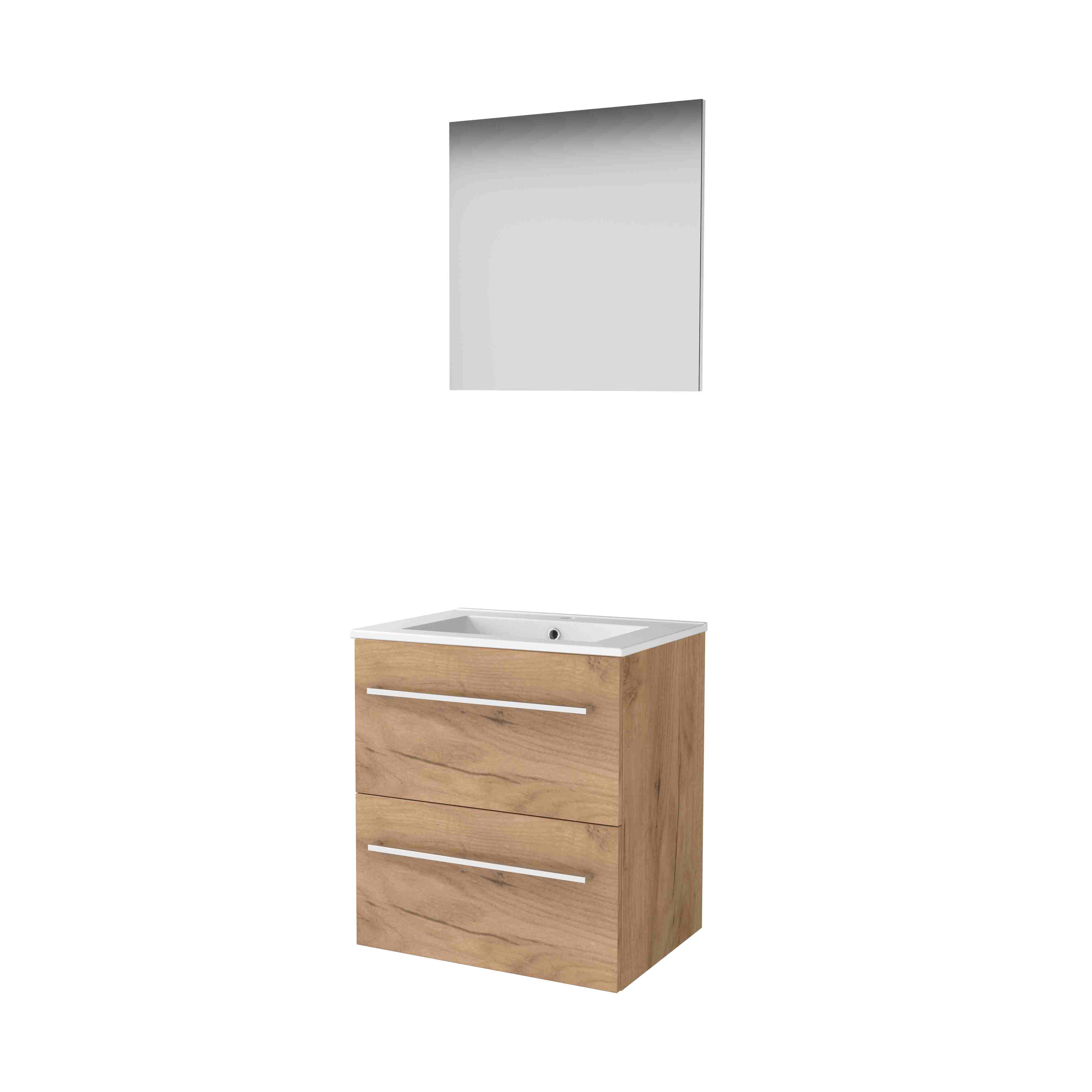 Basic Basic 46 set 60x46cm met gr. 2 la keram. wast. 1 krgt. incl. spiegel B46GR60PWO Whisky Oak