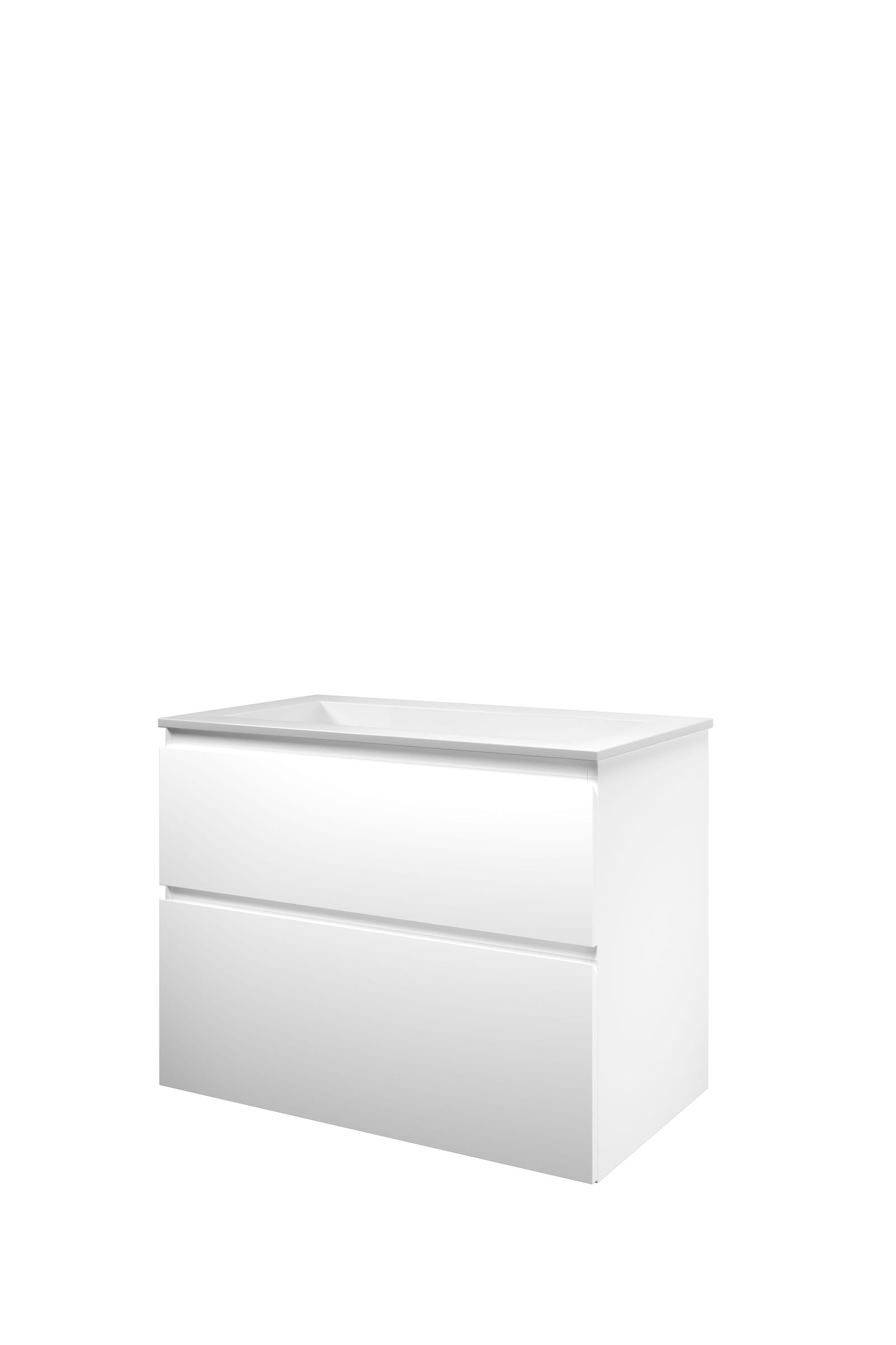 Proline set polystone Elegant wast. z. krgt. en onderk. a-sym. AGWC800MW Mat wit/Glans wit H620xB800xD460