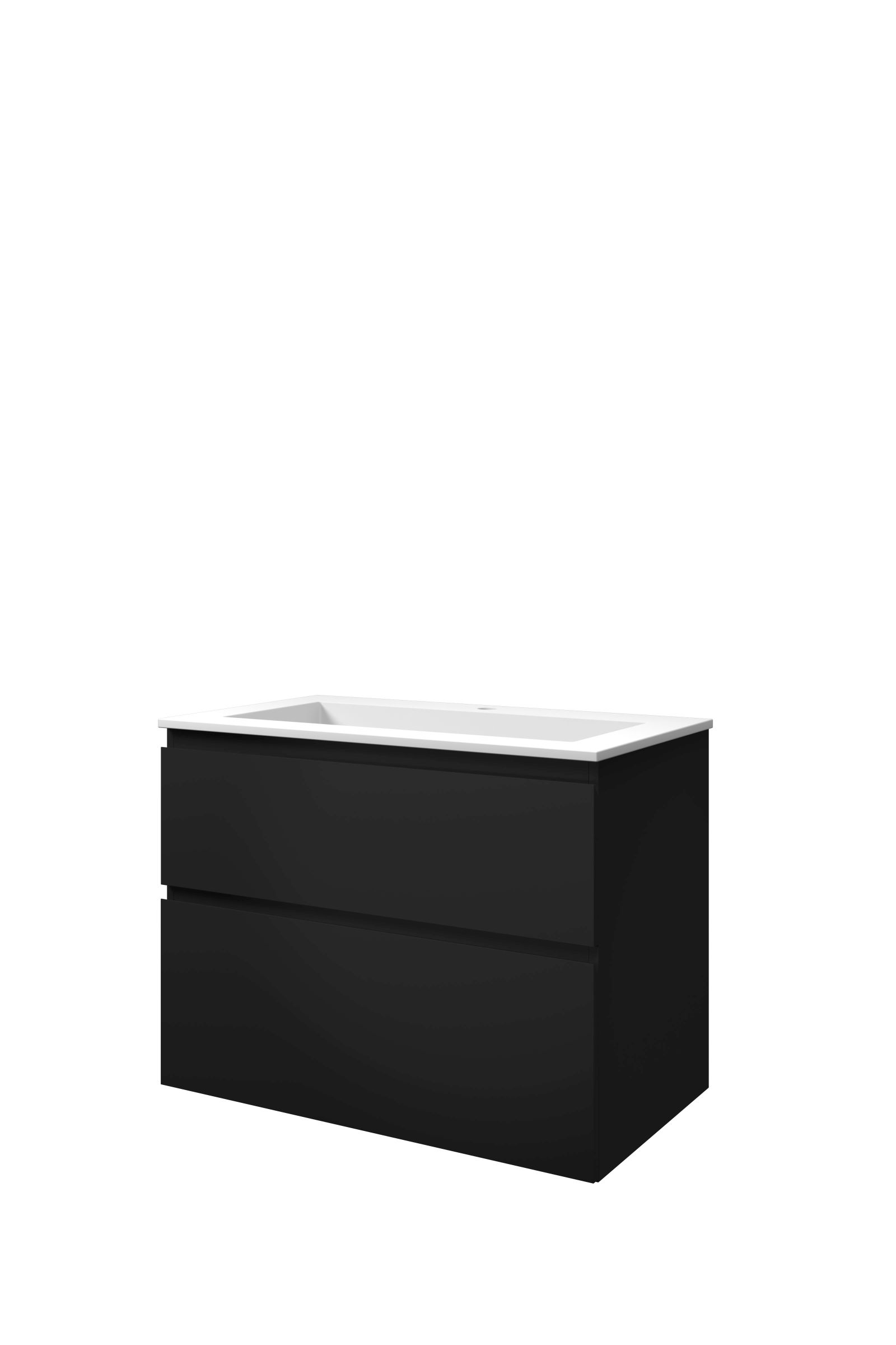 Proline set polystone Elegant wast. met 1 krgt. en onderk. a-sym. AMWC801MZ Mat zwart/Mat wit H620xB800xD460