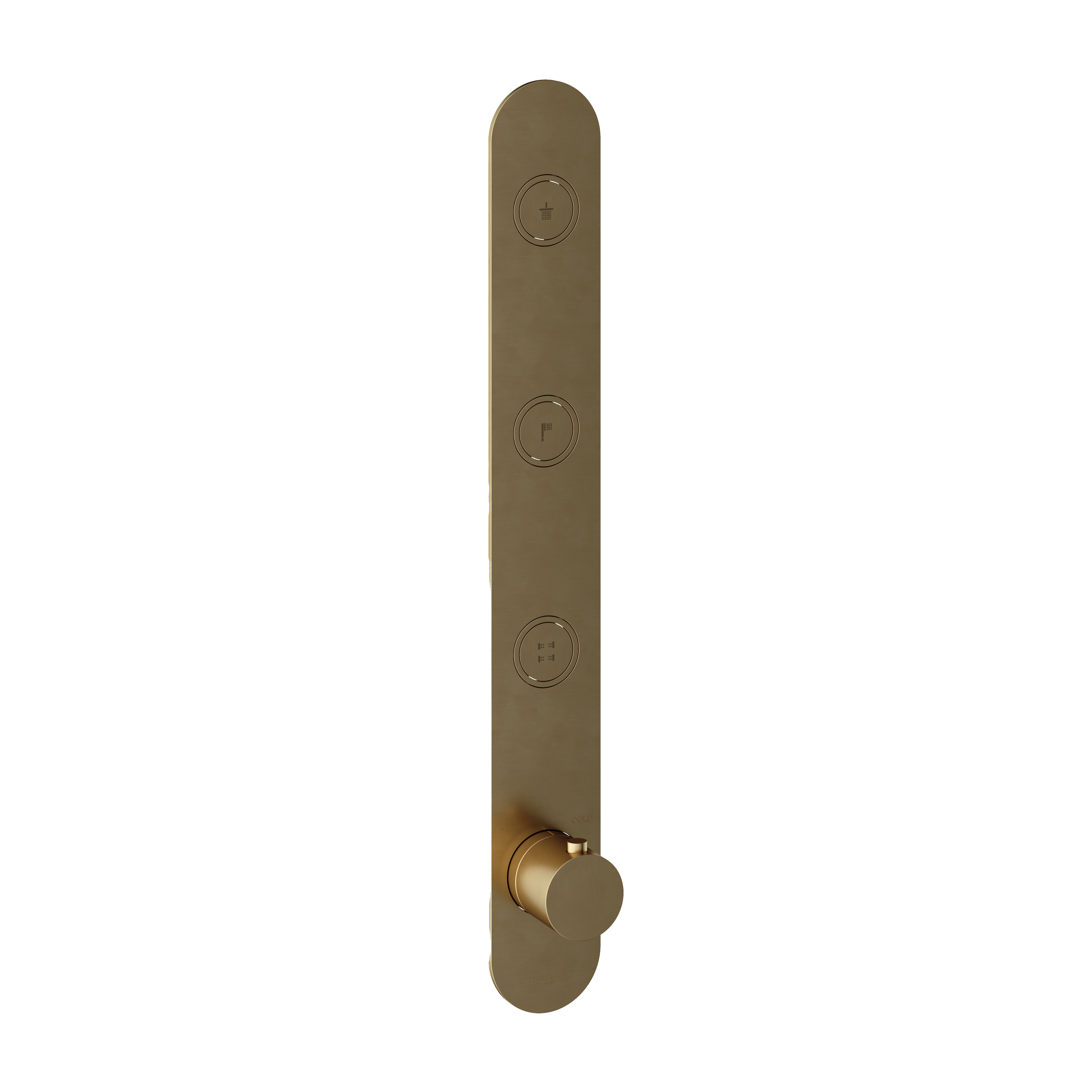Hotbath Cobber afbouwdeel inbouwthermostaat met 3 pushbuttons PB050EXTBB Geborsteld Messing