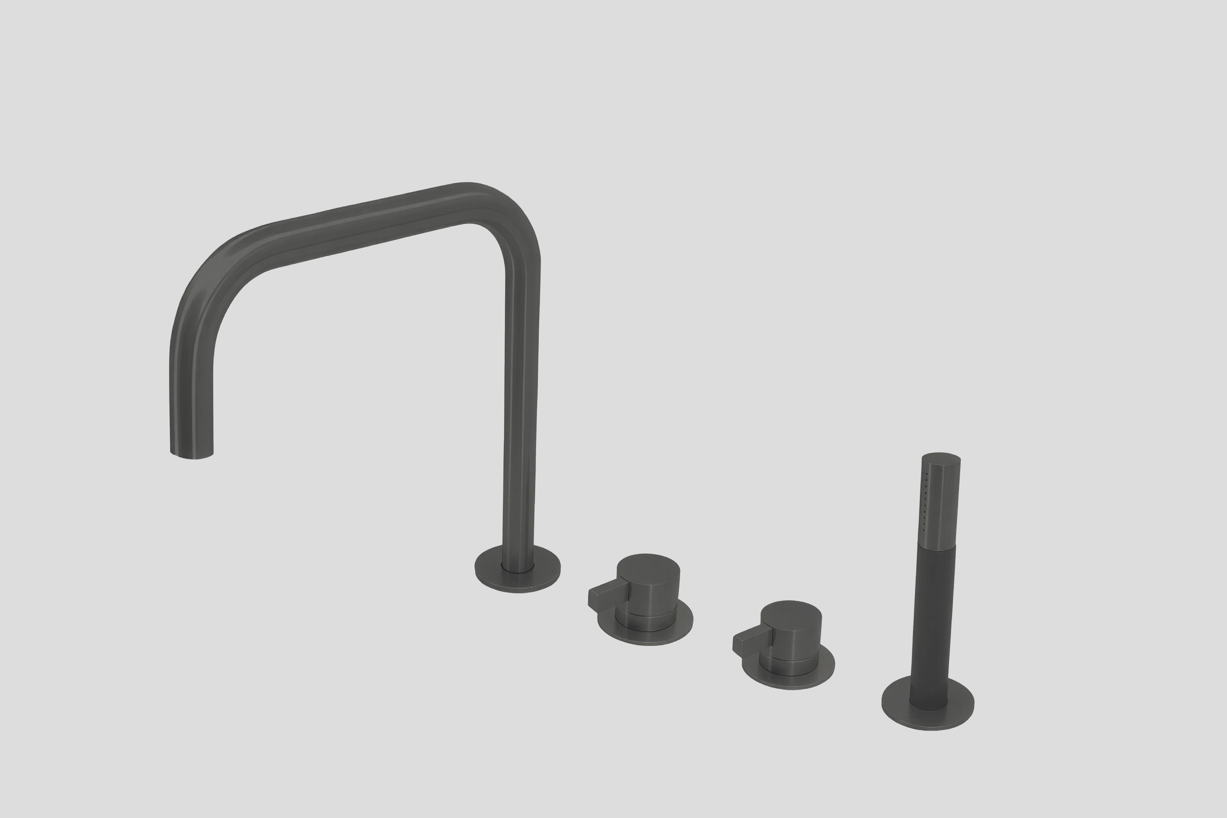 Lagoo Como Badrandcombinatie m. uitloop 2 stopkranen en handdouche CM3210MB Matt Black