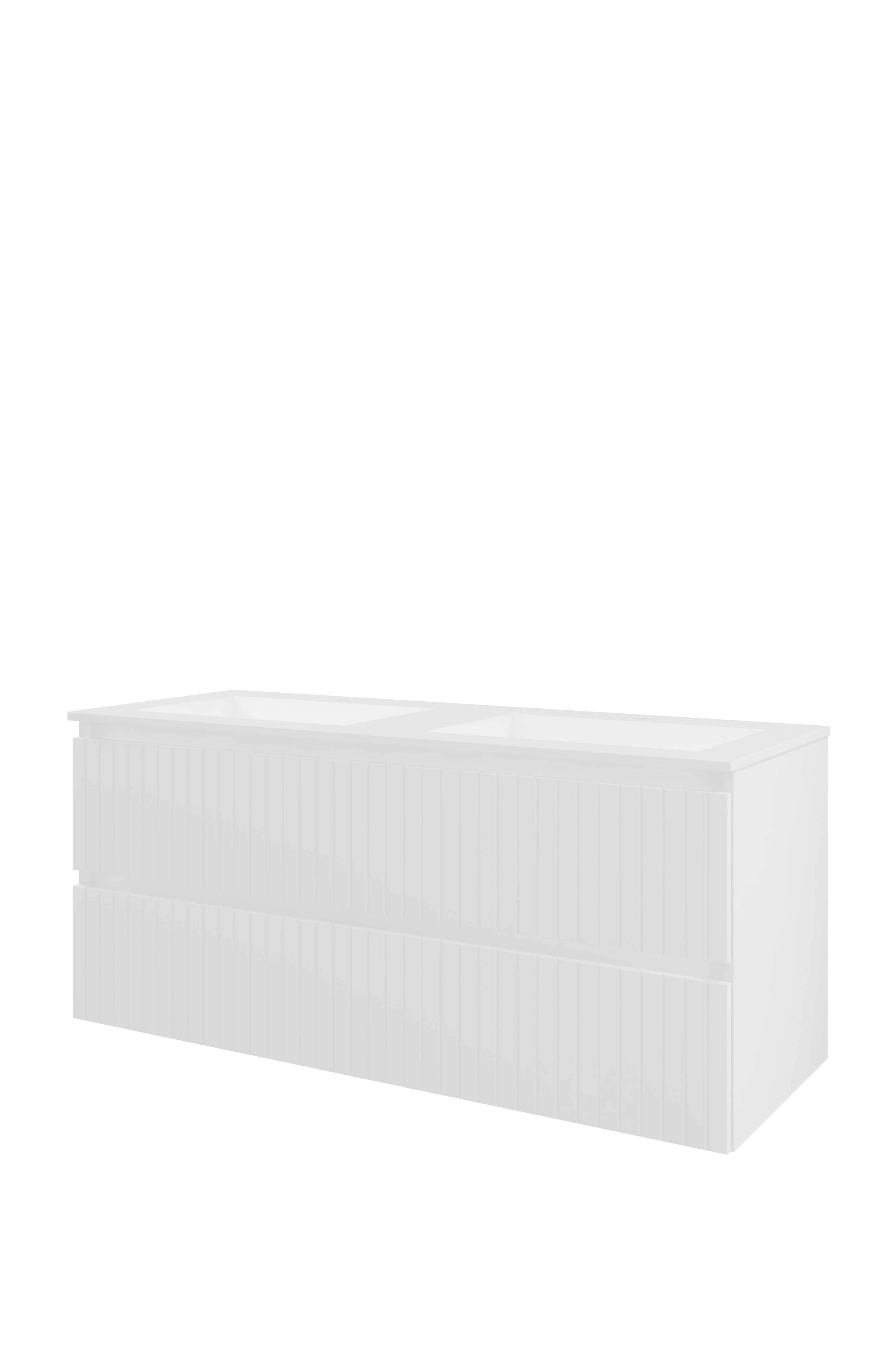 Proline Set polystone Elegant wast. met 2 kr.gaten en onderkast sym. gefr. AMWD120D2MW Mat wit/ Mat wit 1200x460x540