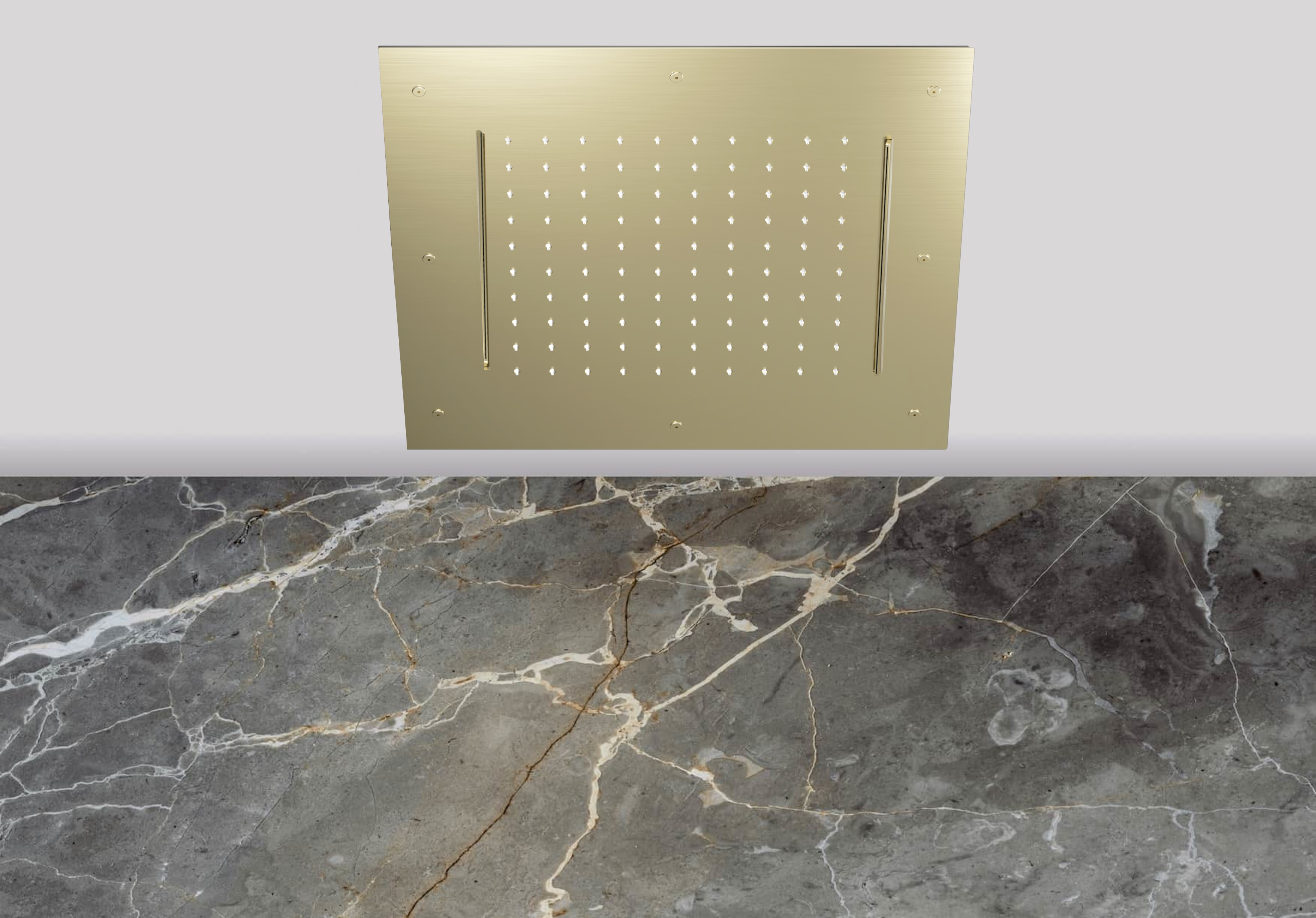 Lagoo Nesso Hoofddouche Showerlicious 500 x 500 m. regen 2 cascades N8234PG Brushed Champagne PVD