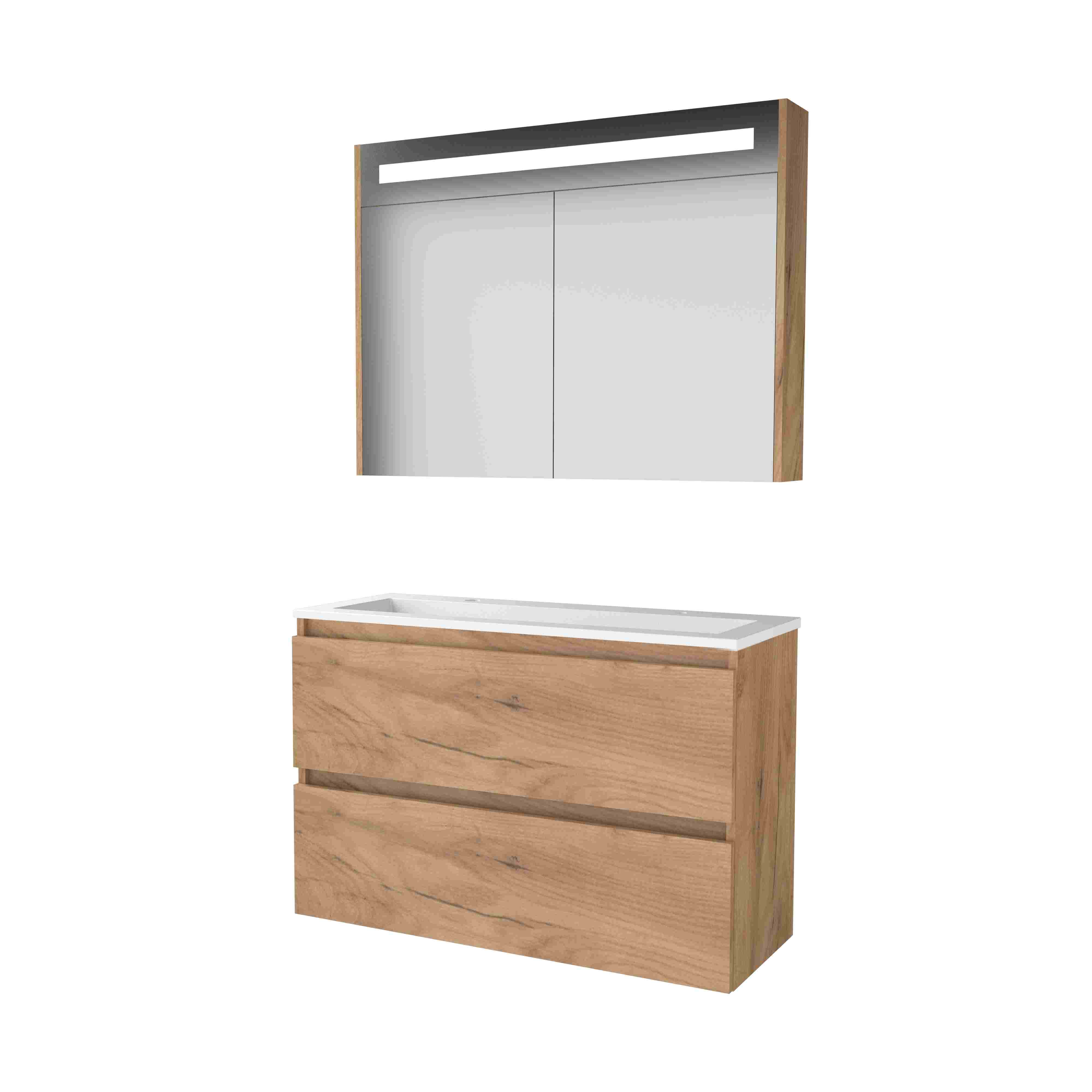 Basic Premium 39 set 100x39cm greepl. 2 la Acryl wast. 2 krgt incl. kast m. verl. P39GL100A2WO Whisky Oak