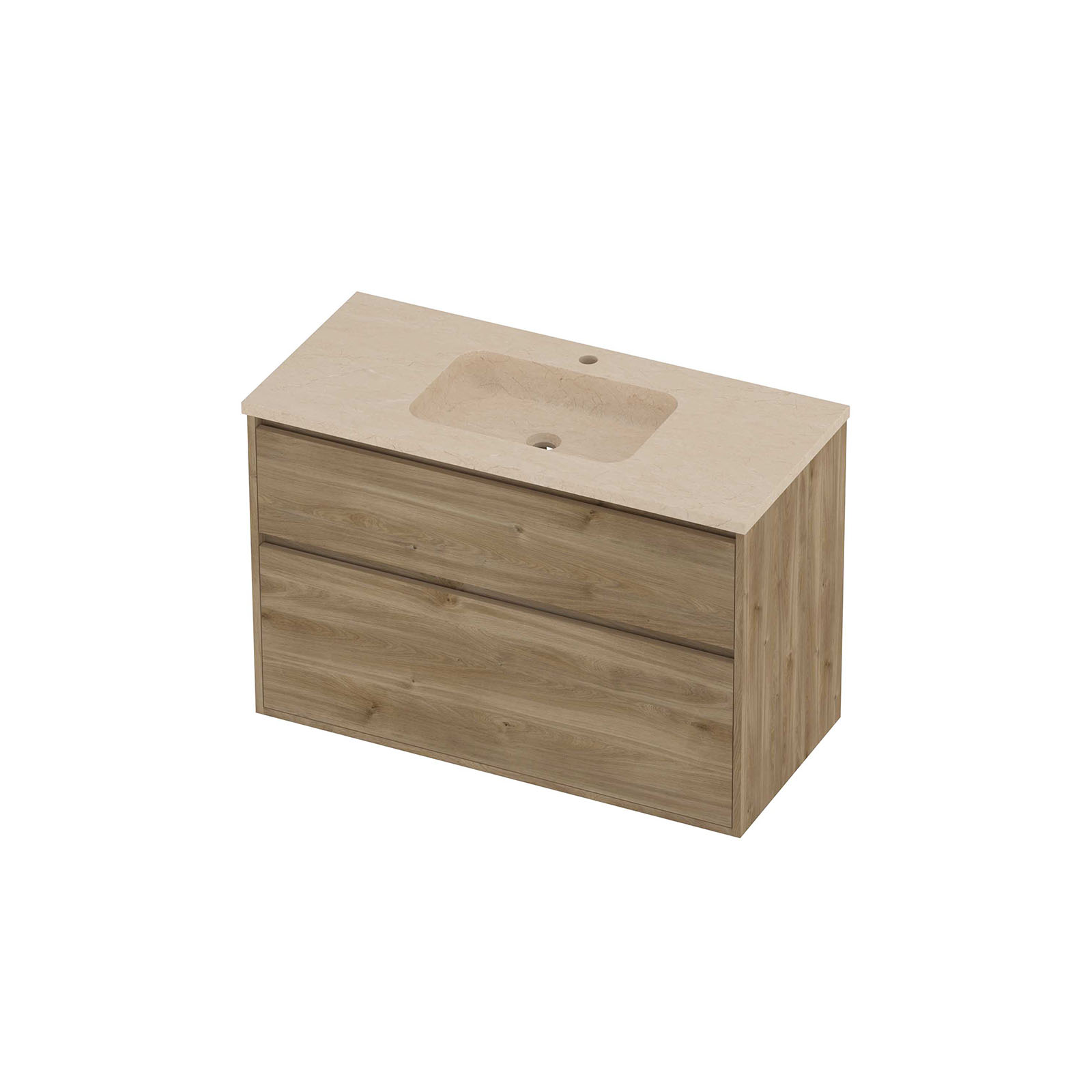 Proline Set hardsteen Elegant wast. midden met 1 krgt. en onderk. greepl. 2 la a-sym. in kader RSSG100M1CO Sand stone/Cider oak 100x46x67
