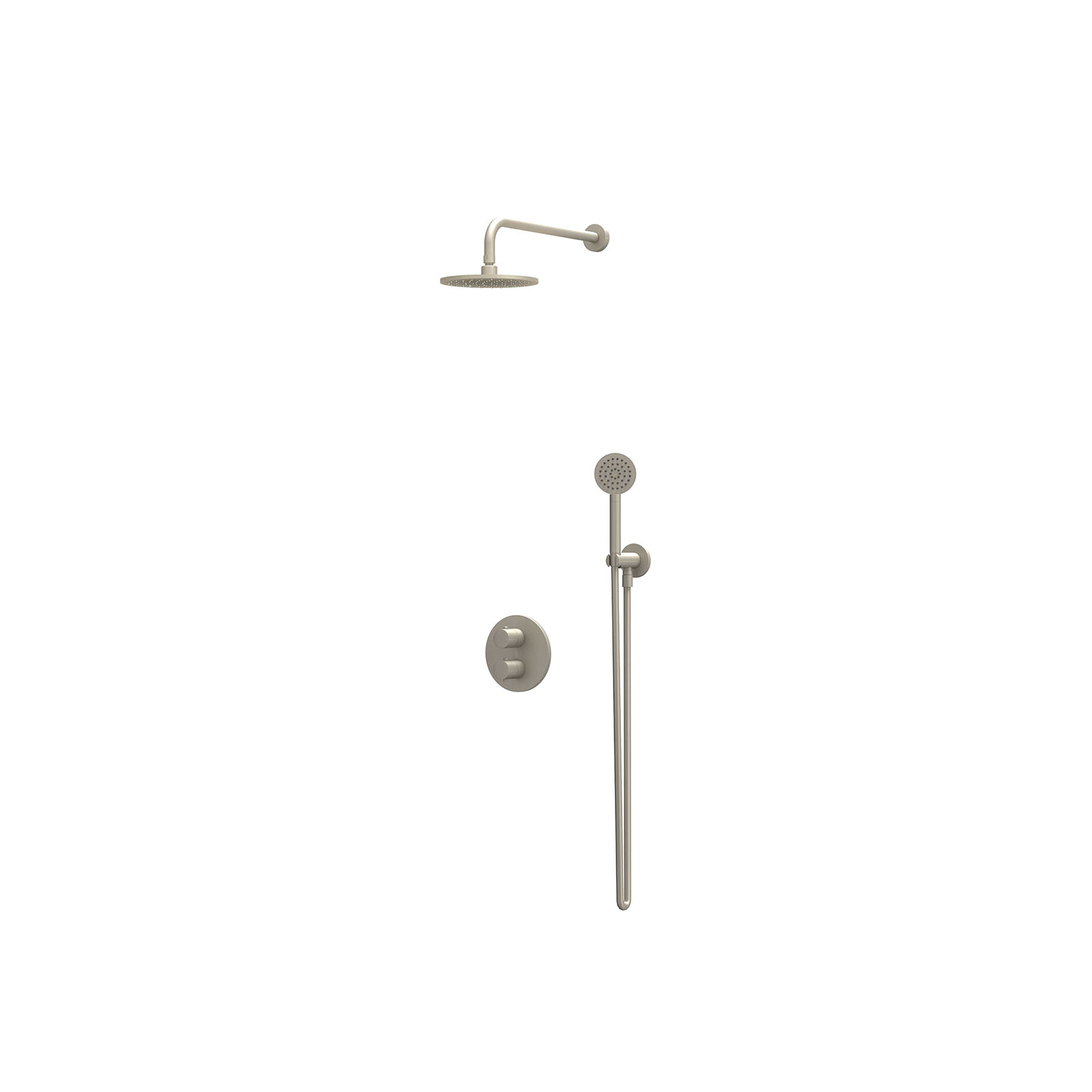 IVY Bond Inbouwset 2-weg w-arm 20cm me houder uitlaat en satin sp. CSB2GNCDAA gebr. nickel PVD