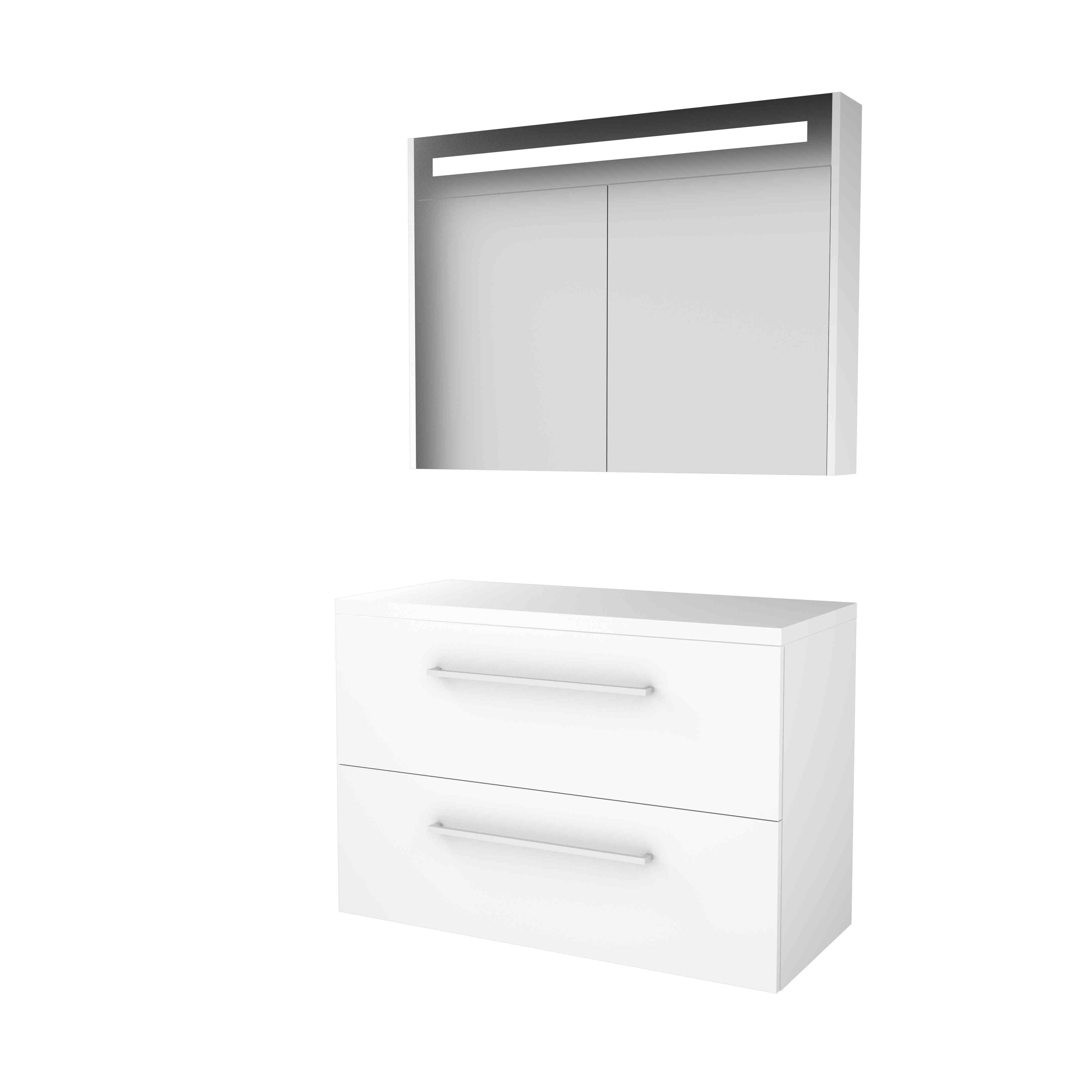 Basic Prem. 46 onderk. m. gr. incl. 2 la + afdekplaat incl. sp.kast m. geint. Led B1000xD460 Ice White / 1813663