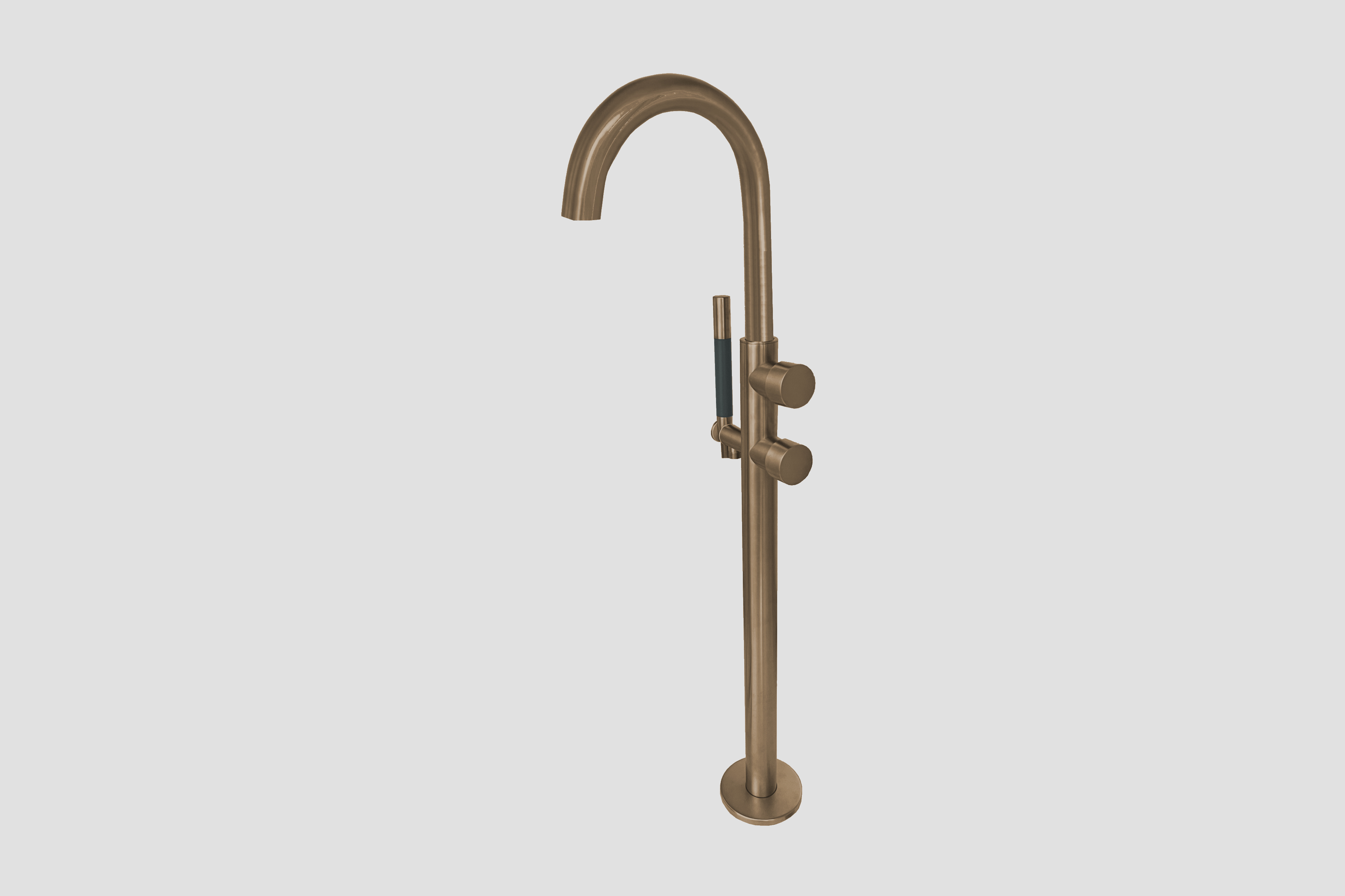 Lagoo Vrijstaande highflow badmengkraan afbouwdeel met draaibare uitloop 2 mengkranen en handdouche G3214BK Brushed Copper PVD