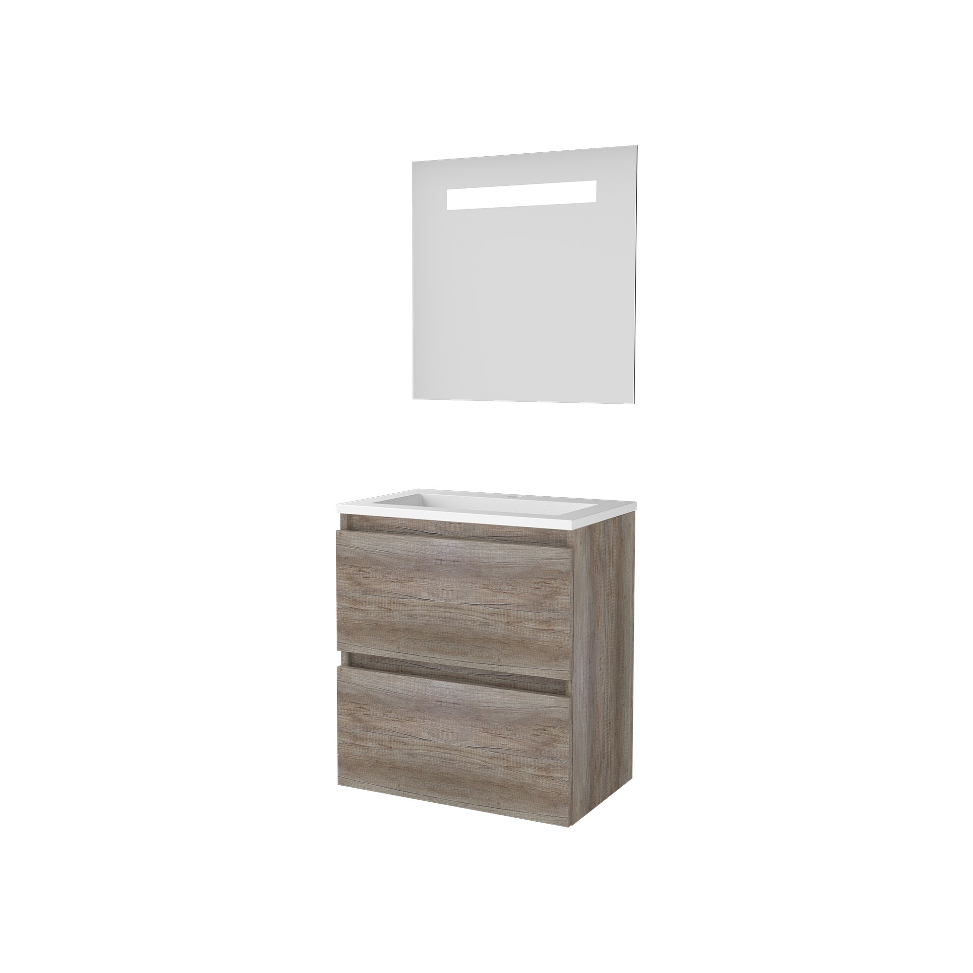 Basic Economic 39 set 60x39cm greepl. 2 la keram. wast. 1 krgt. incl. spiegel m. verl. E39GL60PEO Scotch Oak