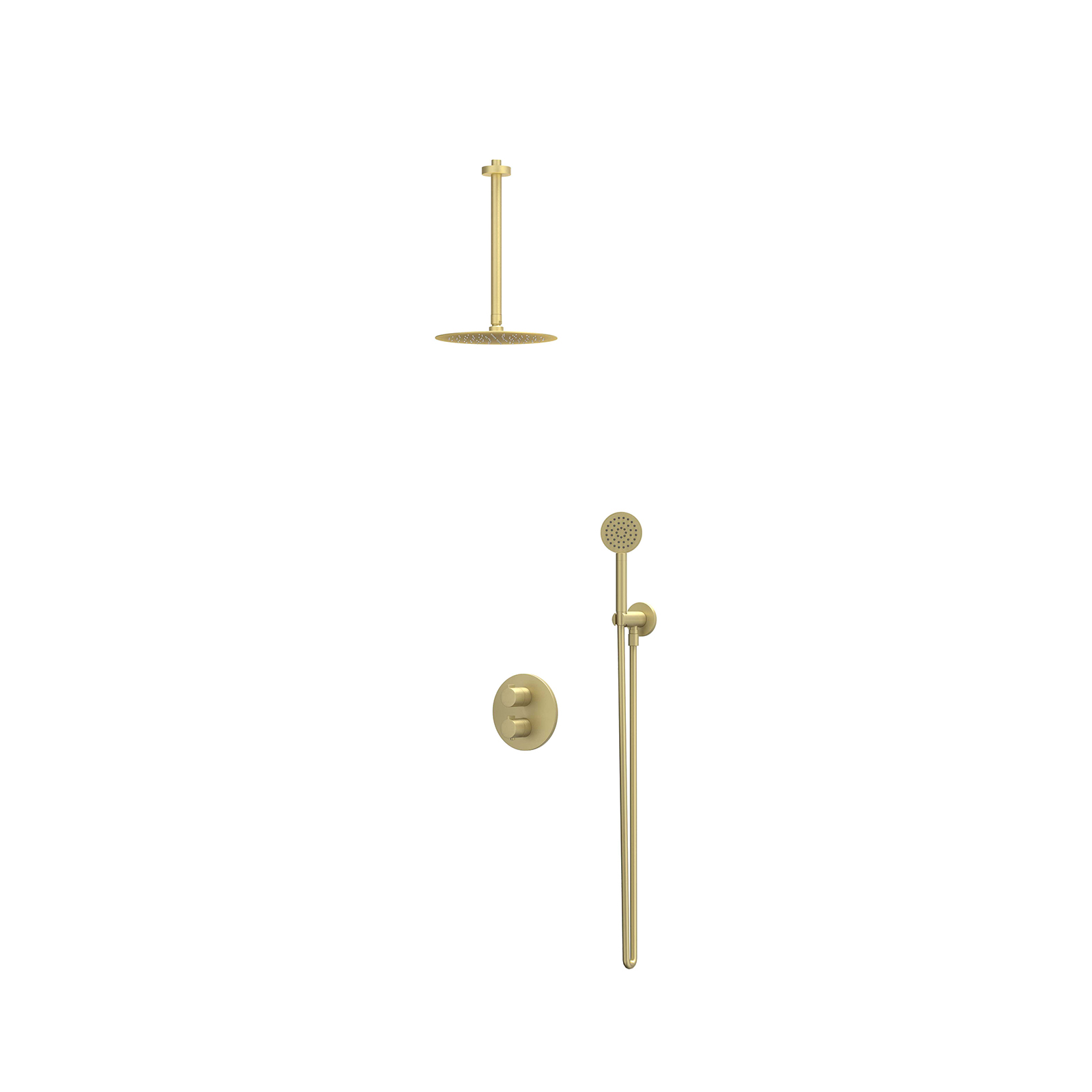 IVY Pact Inbouwset 2-weg plaf. 30cm 25cm sl houder uitlaat en satin sp. CSP2MPCBCA gebr. mat goud PVD