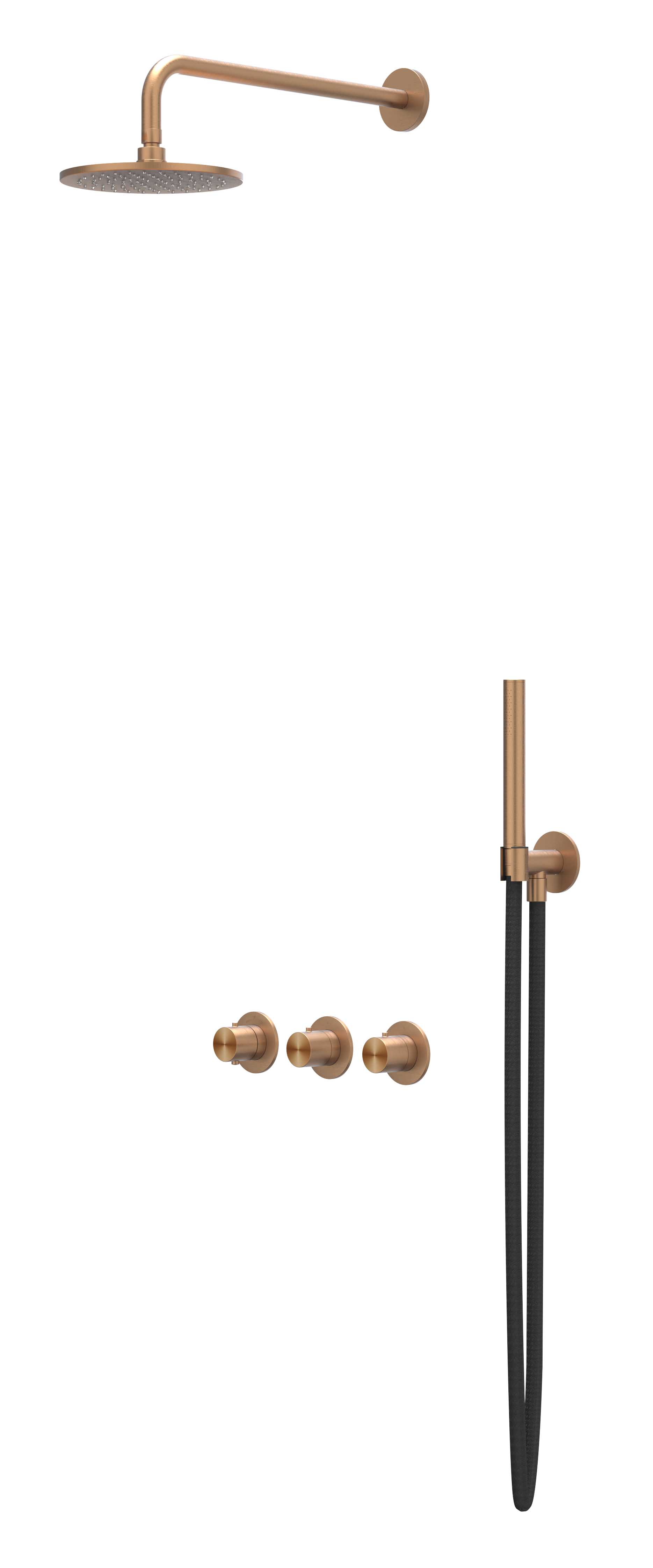IVY Concord Inbouwset 2 stopkr.  w-arm 25cm me glijst.  en staafhdd CSC4IGKABAB RVS316 gebr. mat koper PVD