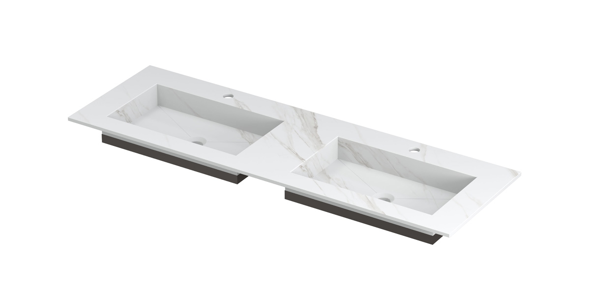 INK Post wast. keramische slab envelop bak dubbel 2 krgt. H10xB1400xD450 Calacatta mat / 210110