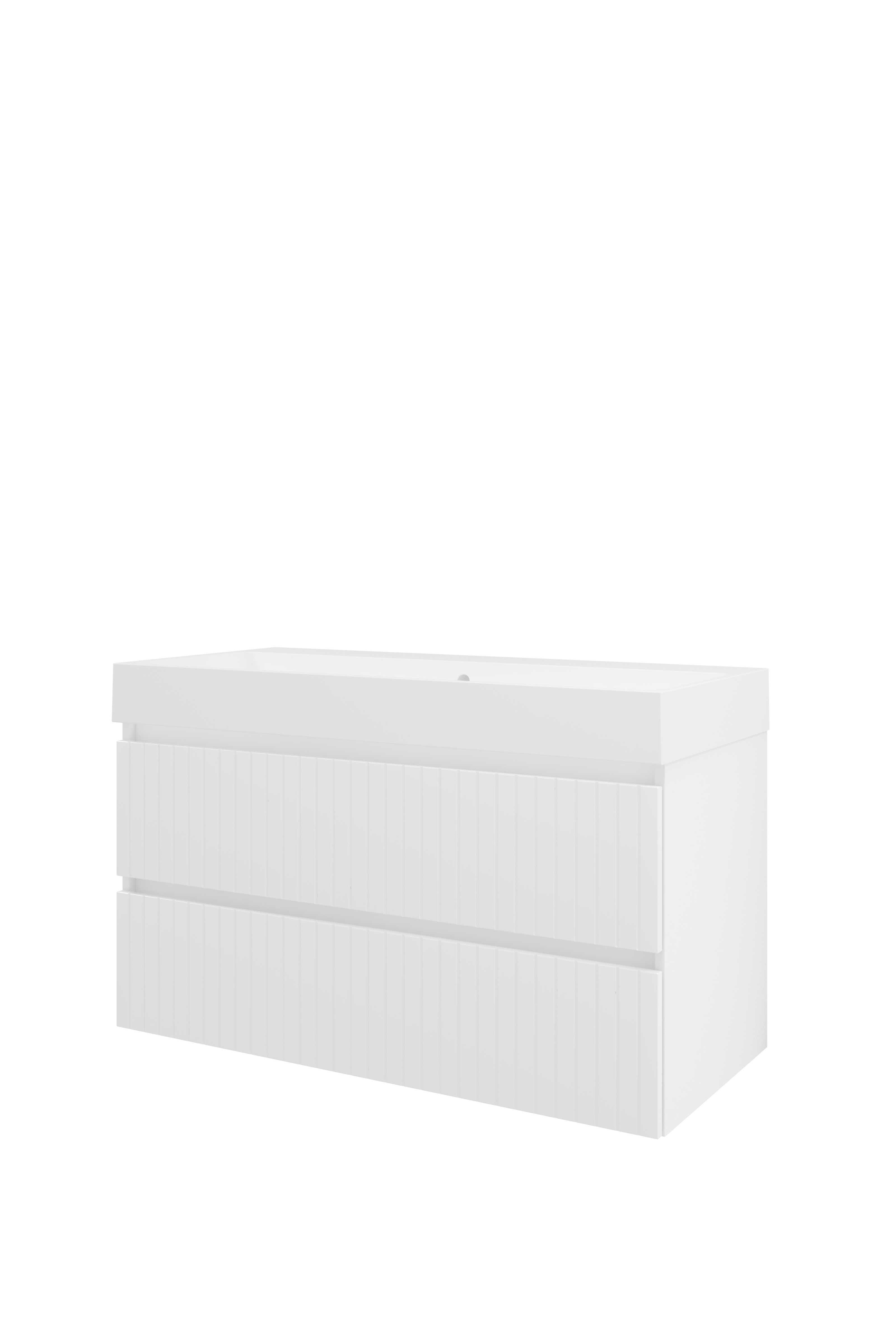 Proline Set polystone Loft wast. z. krgt. en onderkast sym. gefr. PMWD1000GW Glans wit/Mat wit 1000x460x620