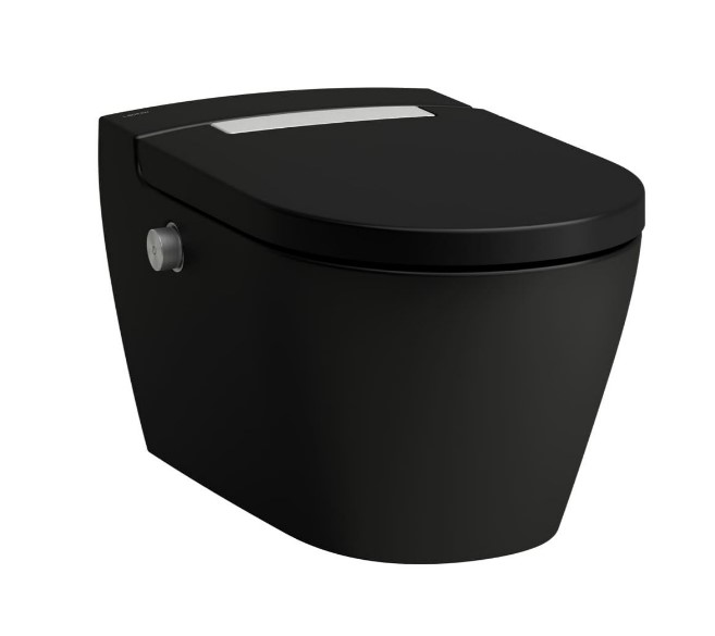 Laufen Cleanet Auria Plus Douche-wc flush 2.0 rim. auto-open + verw. zitting + Wi-Fi UV fohn + verl. H8208417160001 mat zwart - Inox geborsteld