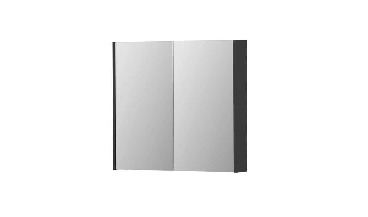 INK spiegelkast met 2 dubbelz. spiegeldeuren en stopc./schak. 1105207 Hglans antraciet H730xB800xD140