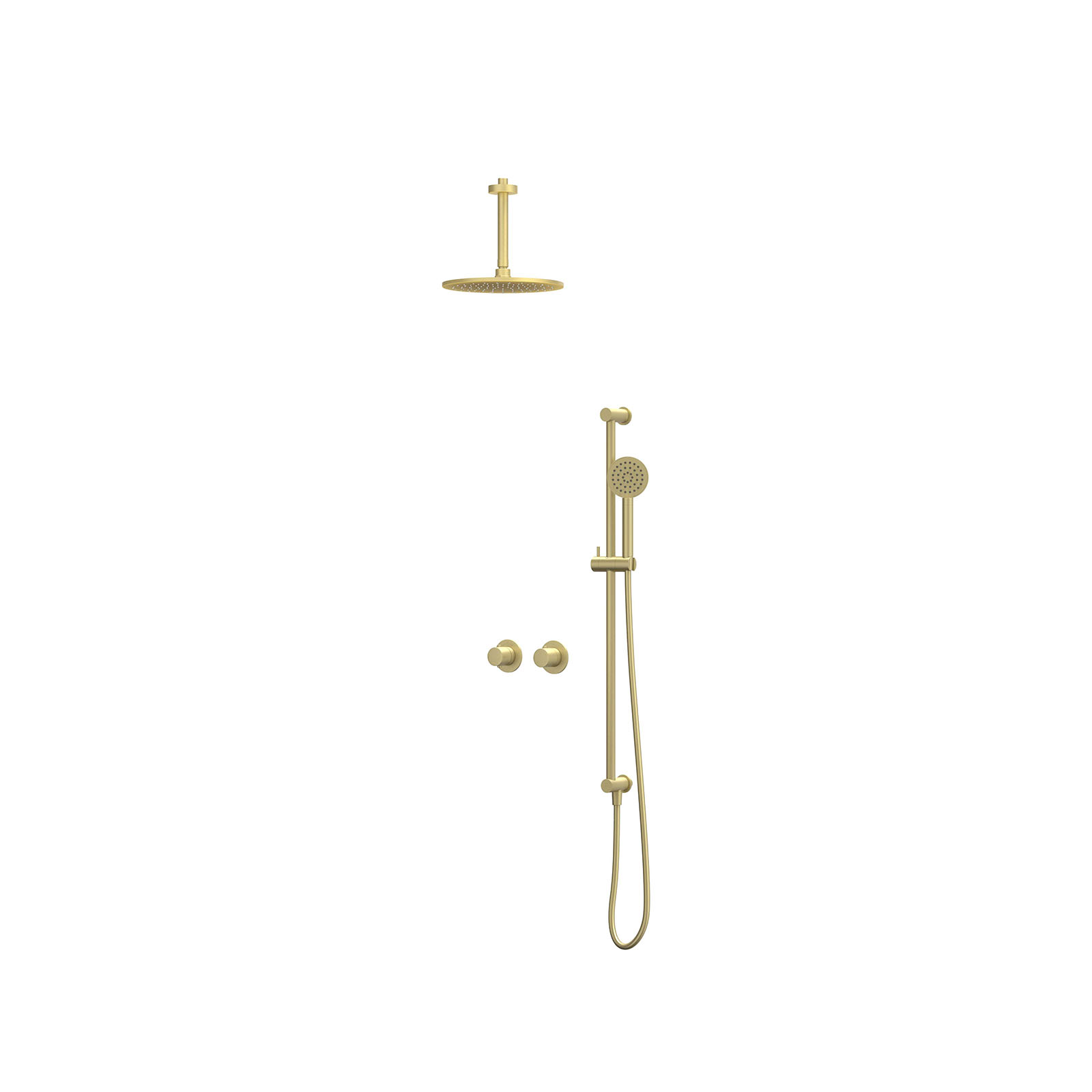 IVY Bond set 2-weg st.omst. 15cm pl.b. R25cm gl.st. m. uitl. slang 150cm + s.spr. hd. CSB3EXMPCEBB Geborsteld mat goud PVD