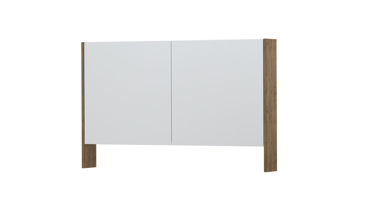 INK SPK3 spiegelkast m. dubbel gesp. 2 deuren icm open planchet en stop/schak. 1110260 Naturel eiken H740xB1200xD140