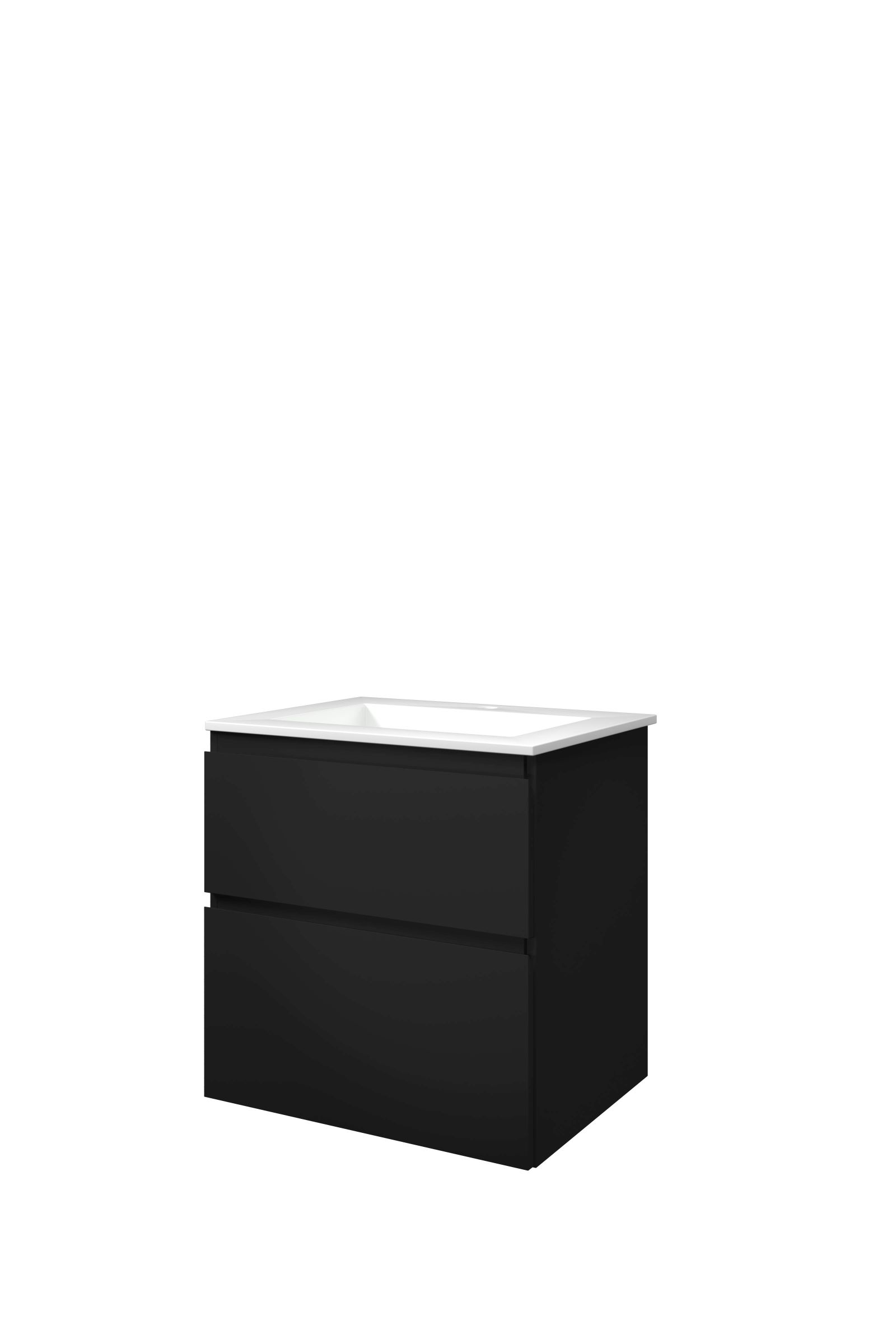 Proline set polystone Elegant wast. met 1 krgt. en onderk. a-sym. AGWC601MZ Mat zwart/Glans wit H620xB600xD460