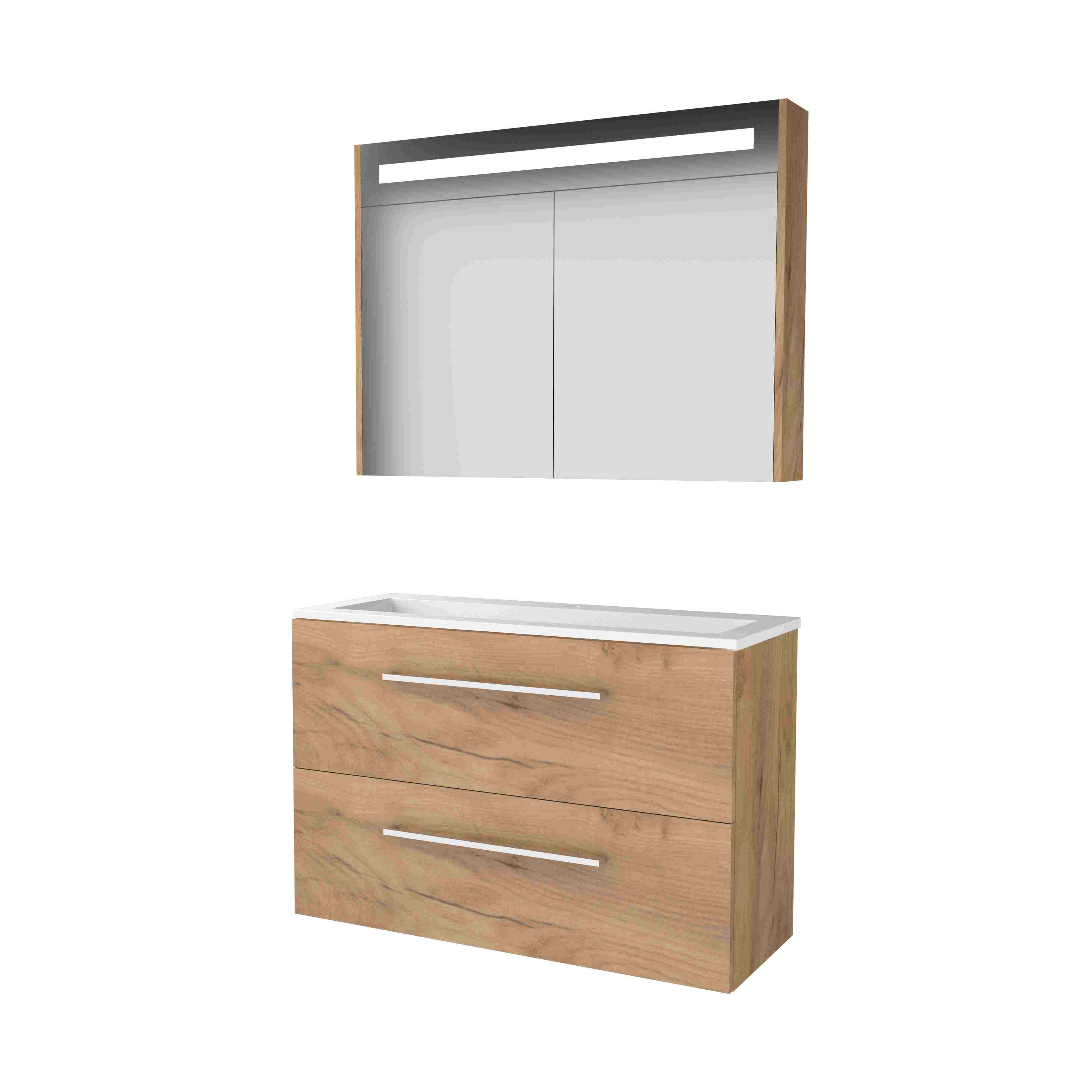 Basic Premium 39 set 100x39cm met gr. 2 la Acryl wast. 1 krgt. incl. kast m. verl. P39GR100A1WO Whisky Oak