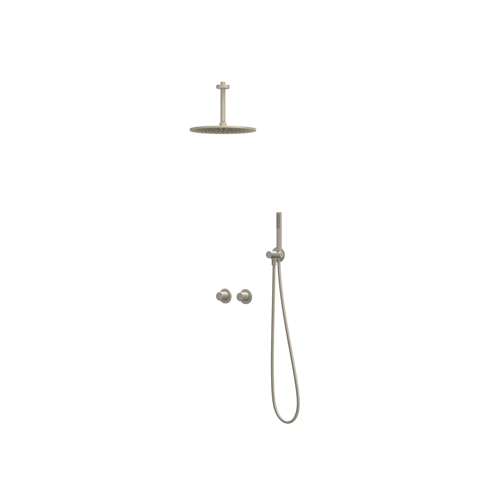 IVY Nexus set 2-weg st.omst. 15cm pl.b. R30cm verst. steun m. geint. uitl. slang 150cm + staaf CSN3EXGNAFBC Geborsteld nickel PVD