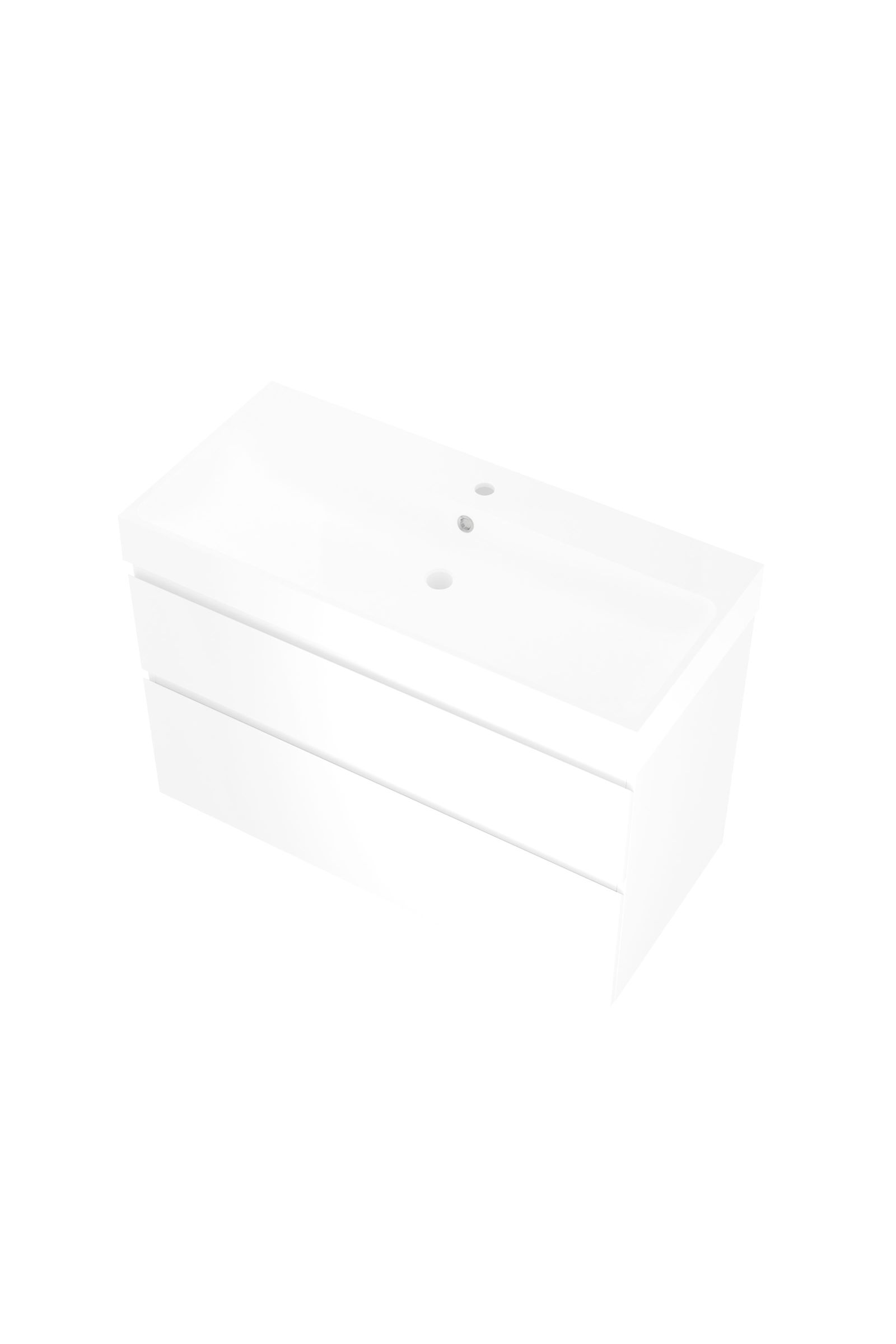 Proline set polystone Loft wast. met 1 krgt. en onderk. a-sym. 1817124 Glans wit/Mat wit H700xB1000xD460