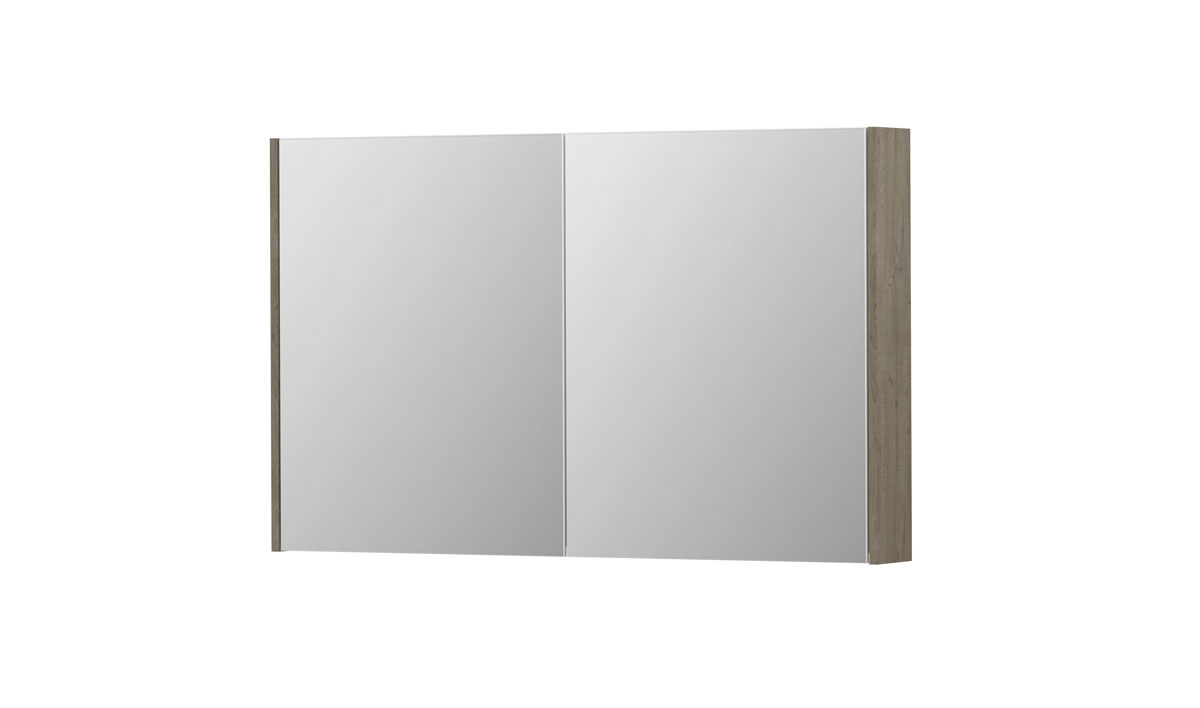 INK spiegelkast met 2 dubbelz. spiegeldeuren en stopc./schak. 1105366 Greige eiken H730xB1200xD140