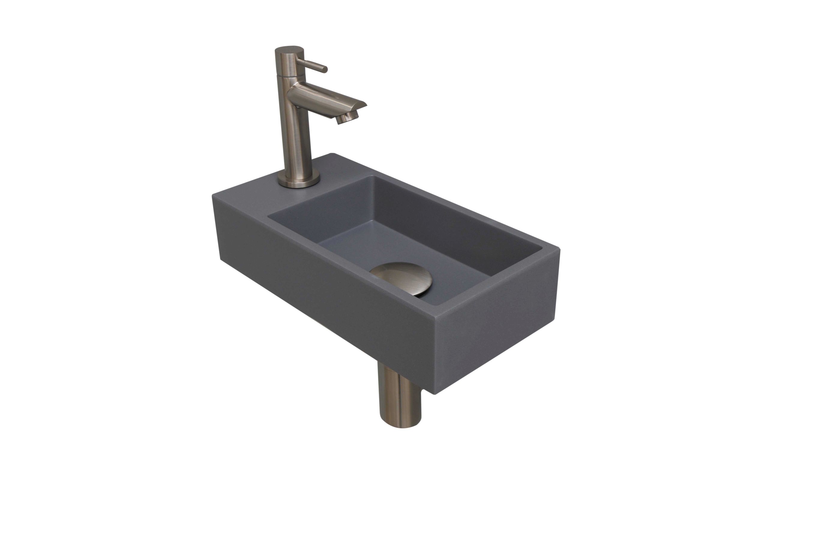 INK fonteinpack Quartz L incl. kraan sifon plug en montageset 1805168 Quartz grijs/brushed nickel H90xB360xD180