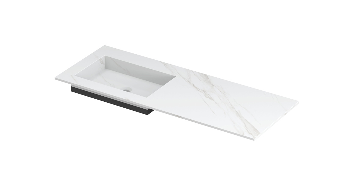 INK Post wast. keramische slab envelop bak L zonder krgt. H10xB1200xD450 Calacatta mat / 210600