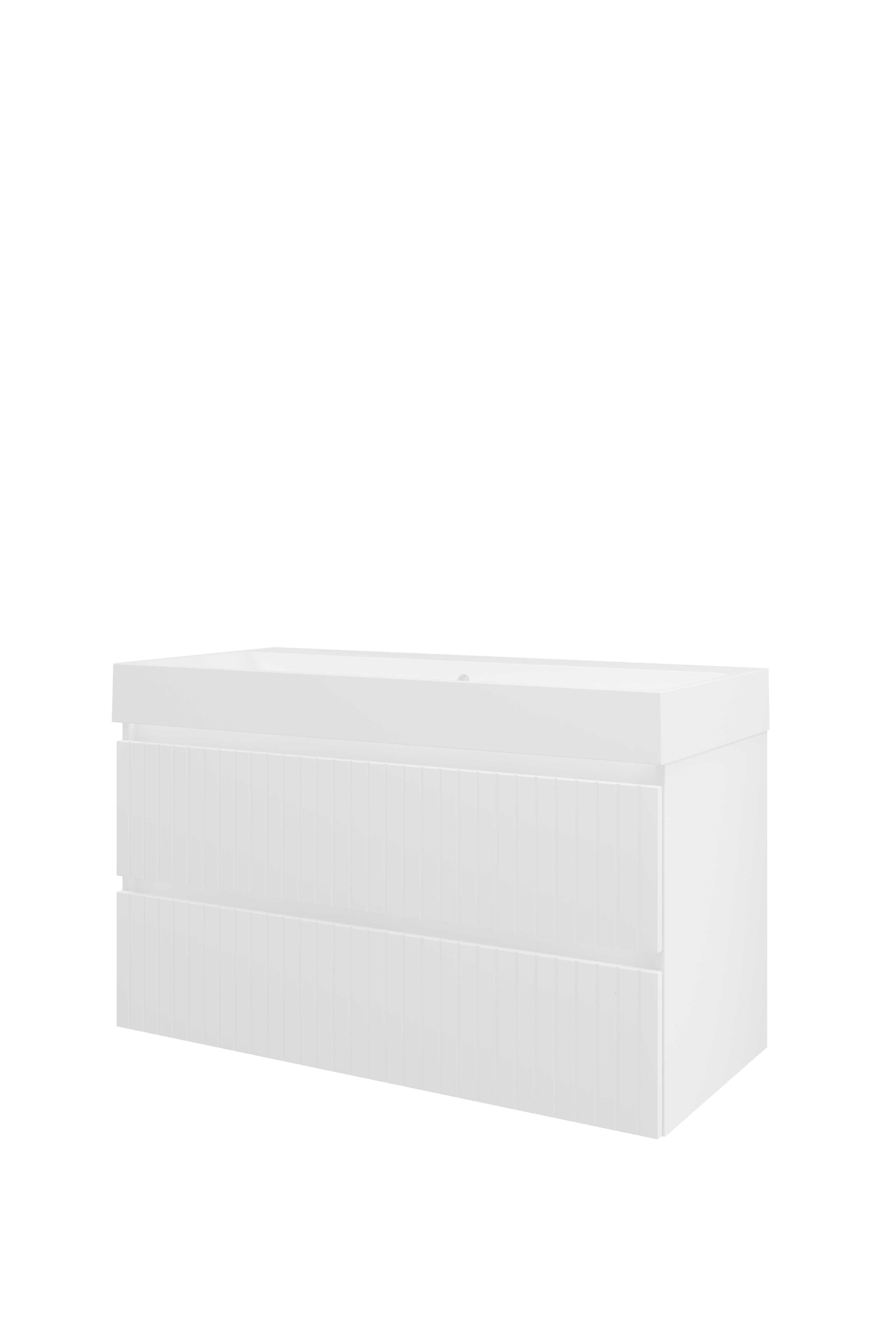 Proline Set polystone Loft wast. z. krgt. en onderkast sym. gefr. PMWD1000MW Mat wit/ Mat wit 1000x460x620