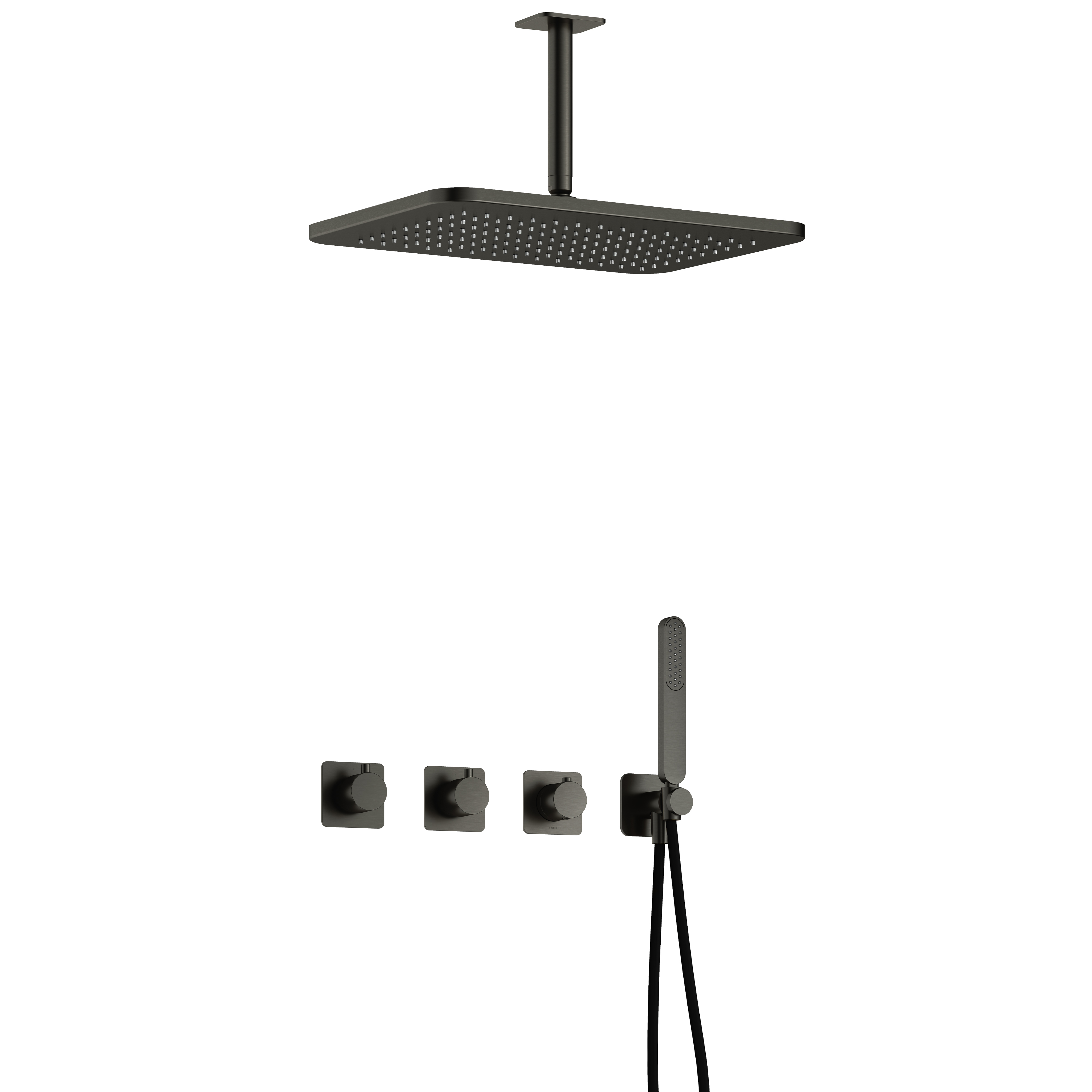 Hotbath Gal inbouwset m. 2 stopkr. m. plaf. buis en GL106 IBSGL70BGP25 Geborsteld Gunmetal PVD