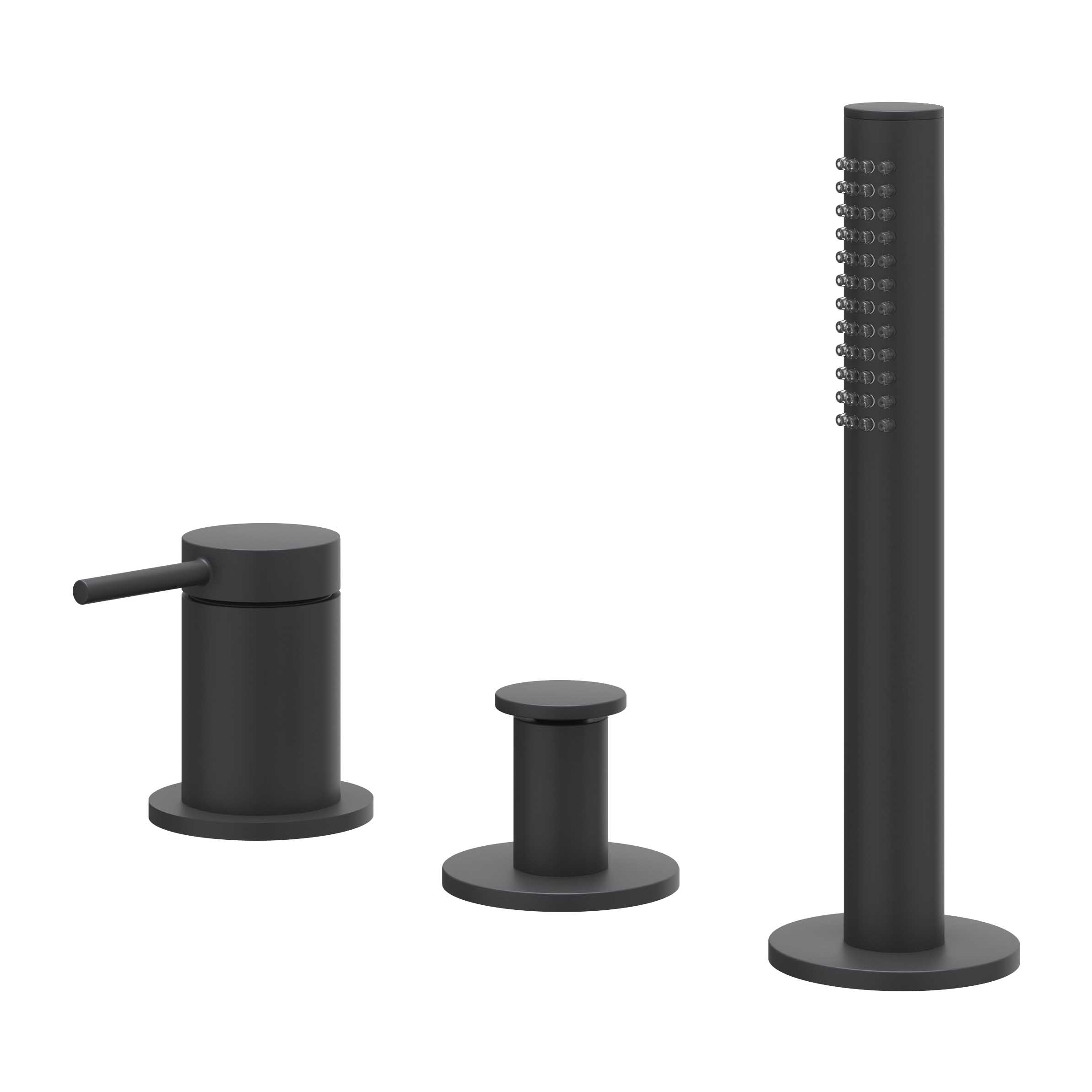 IVY Bond Badrandcombinatie 3-gats m/uittrekbare handd zonder uitloop 6301132 Mat zwart PED