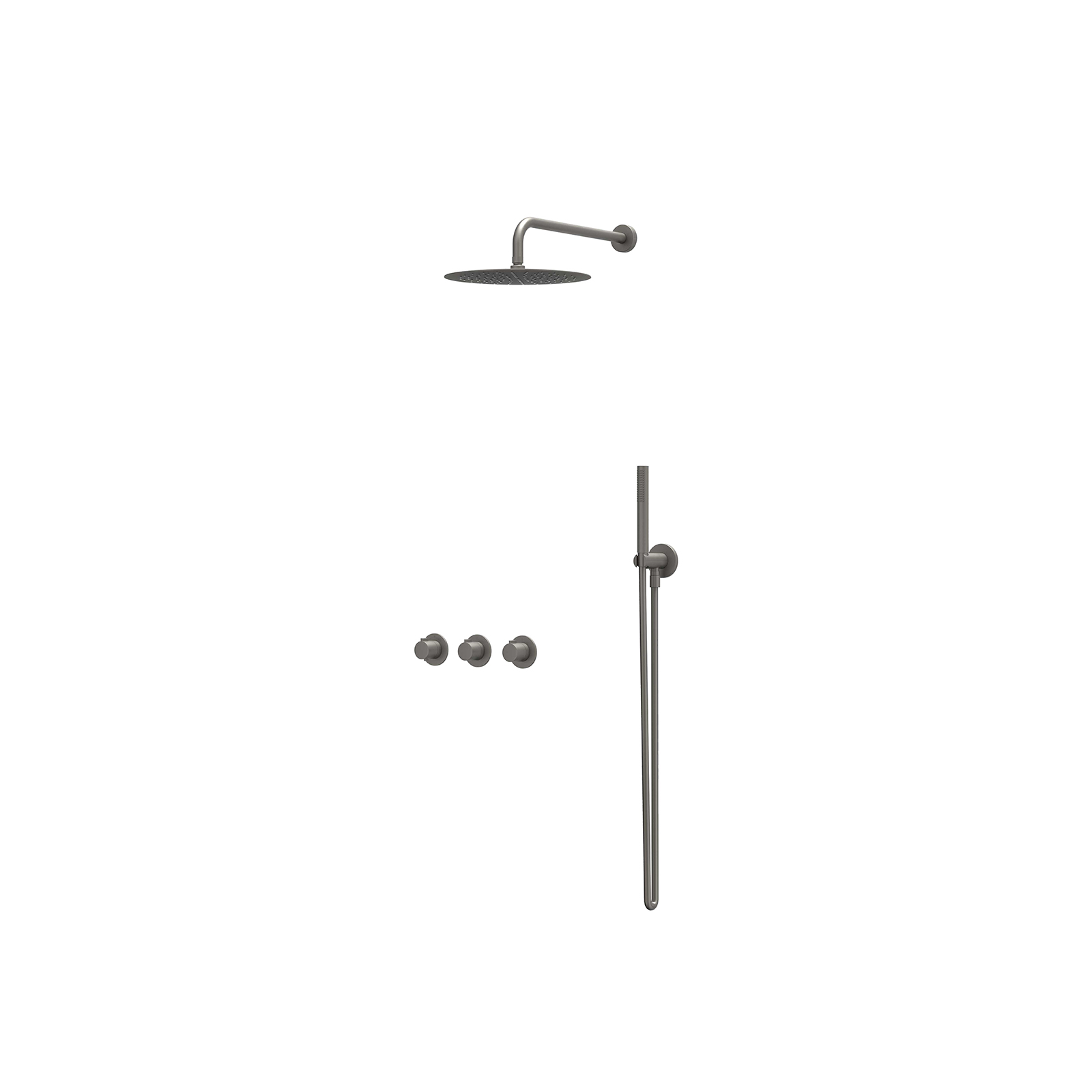 IVY Pact set 2 stopkr. w.arm R30cm houder m. uitl. slang 150cm + staaf CSP4EXGMACAA Geborsteld metal black PVD